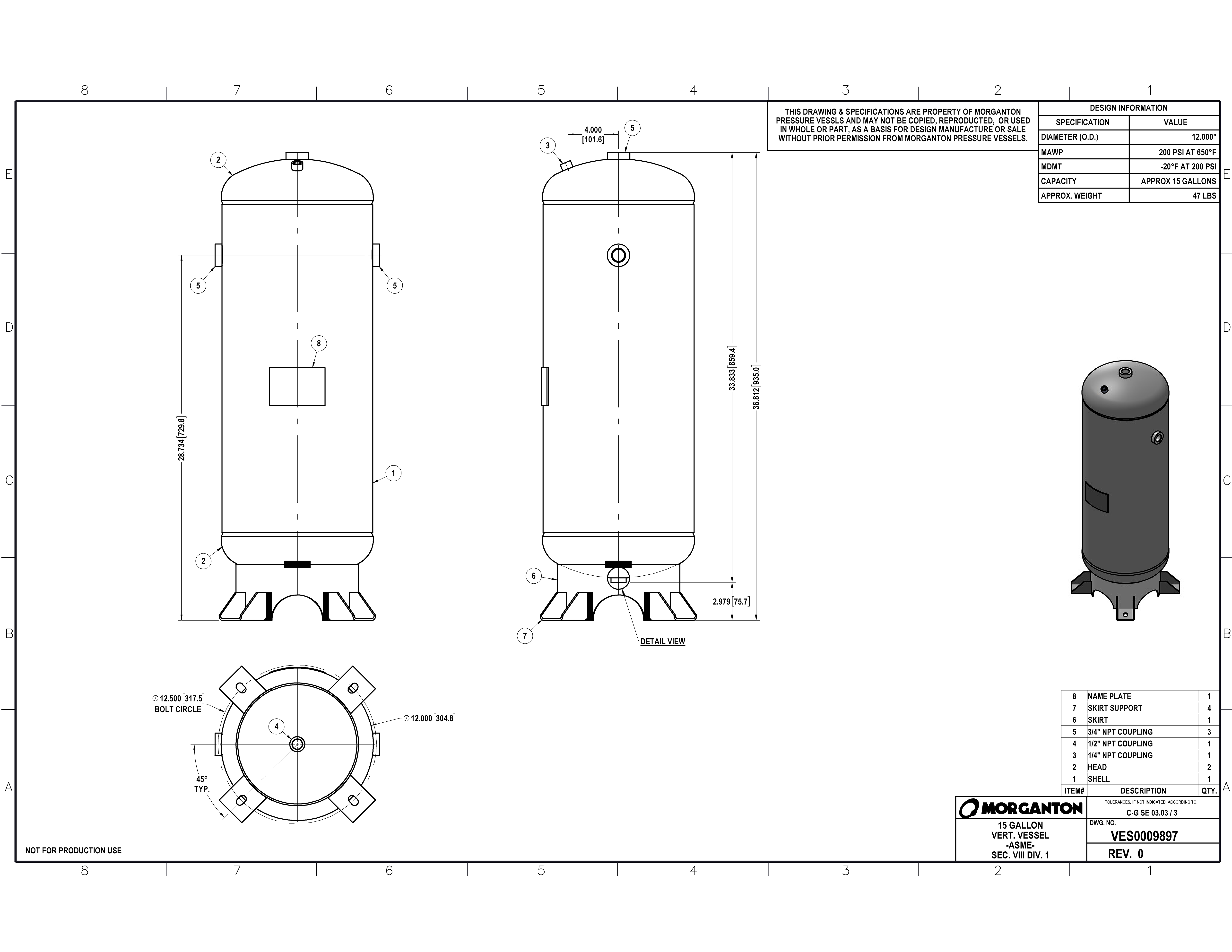 15 Gallon 200 PSI Vertical Air Tank with Base ring by Morganton | VES0009897