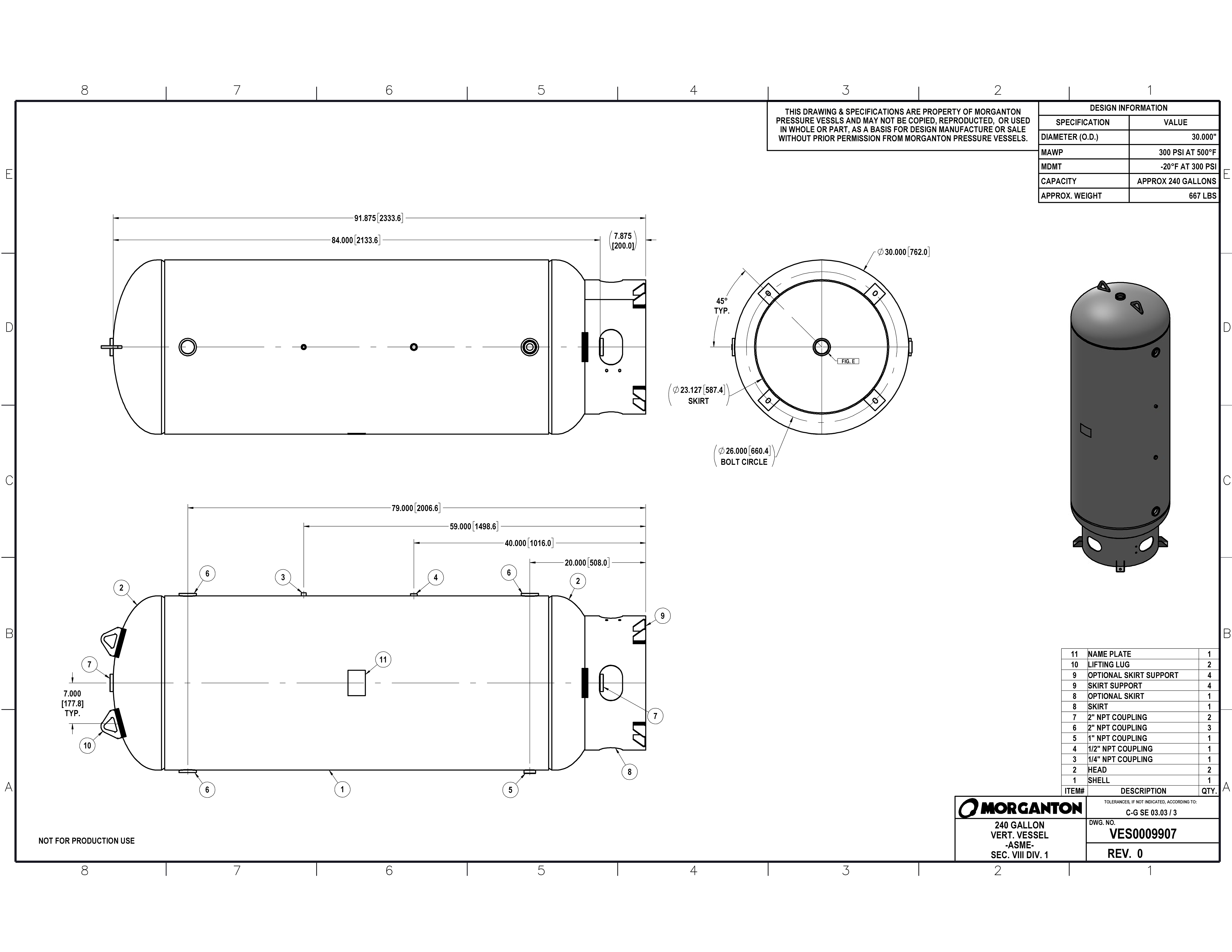 240 Gallon 300 PSI Vertical Air Tank with Base ring by Morganton | VES0009907 - Grey Primer
