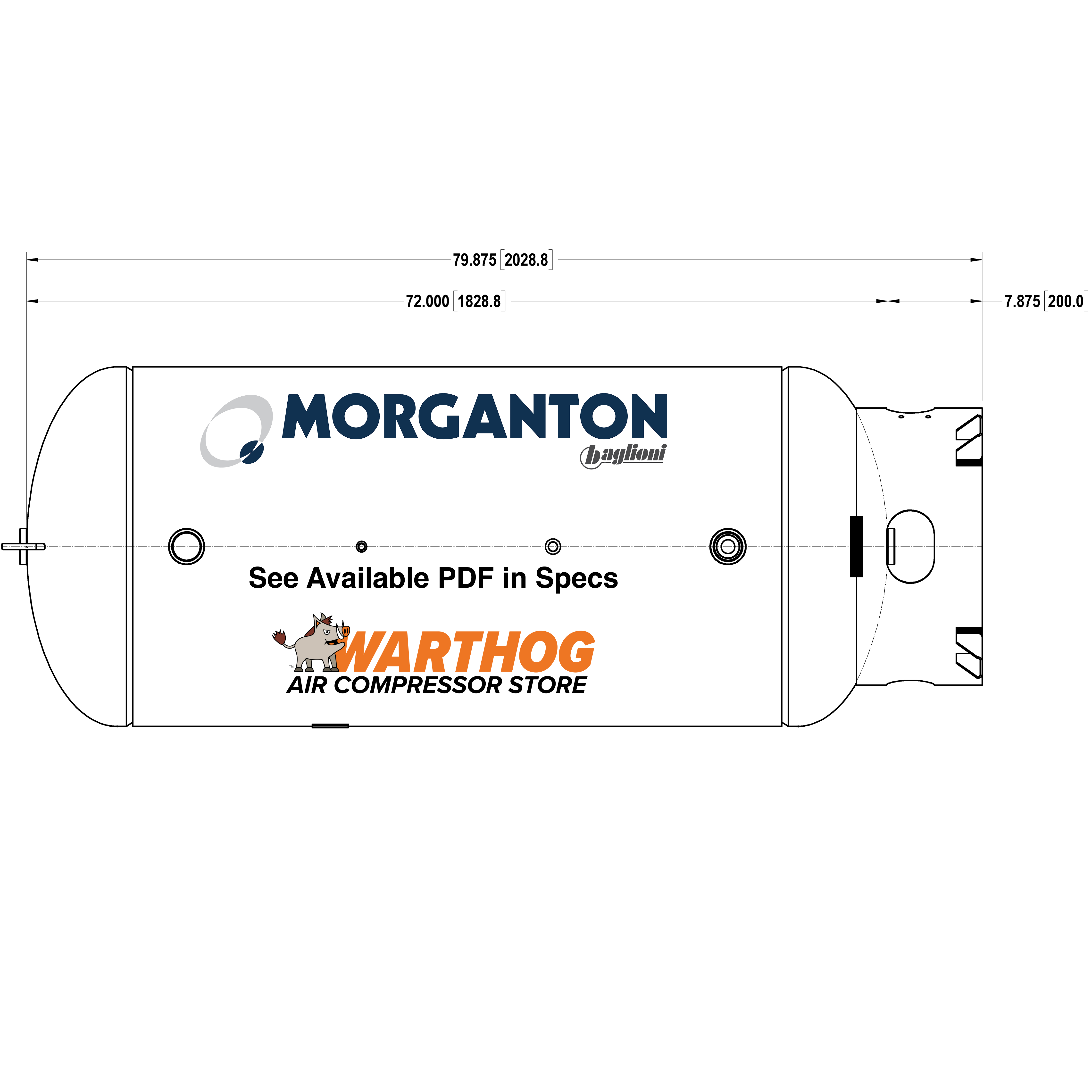 200 Gallon 300 PSI Vertical Air Tank with Base ring by Morganton | VES0009921