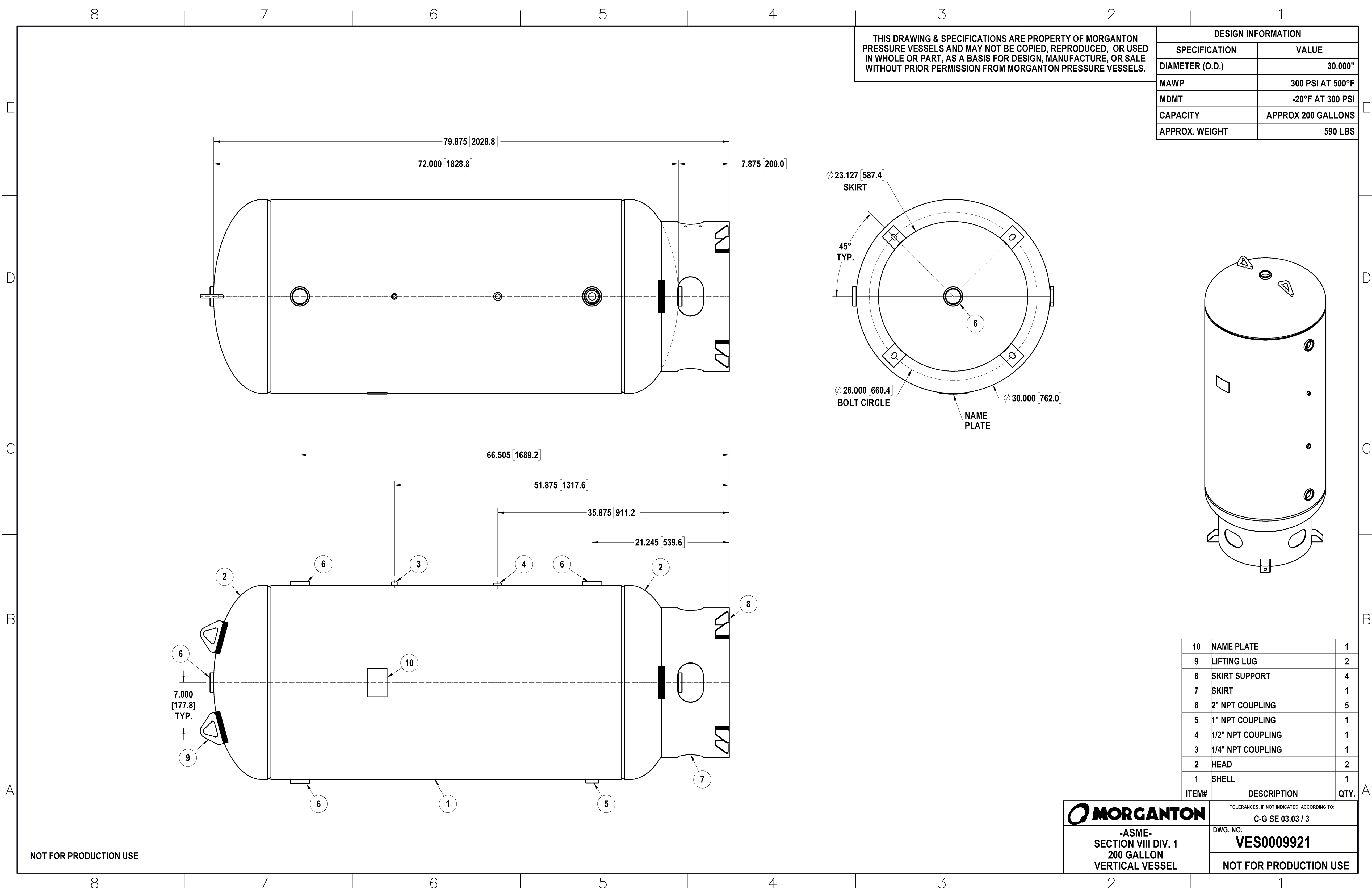 200 Gallon 300 PSI Vertical Air Tank with Base ring by Morganton | VES0009921