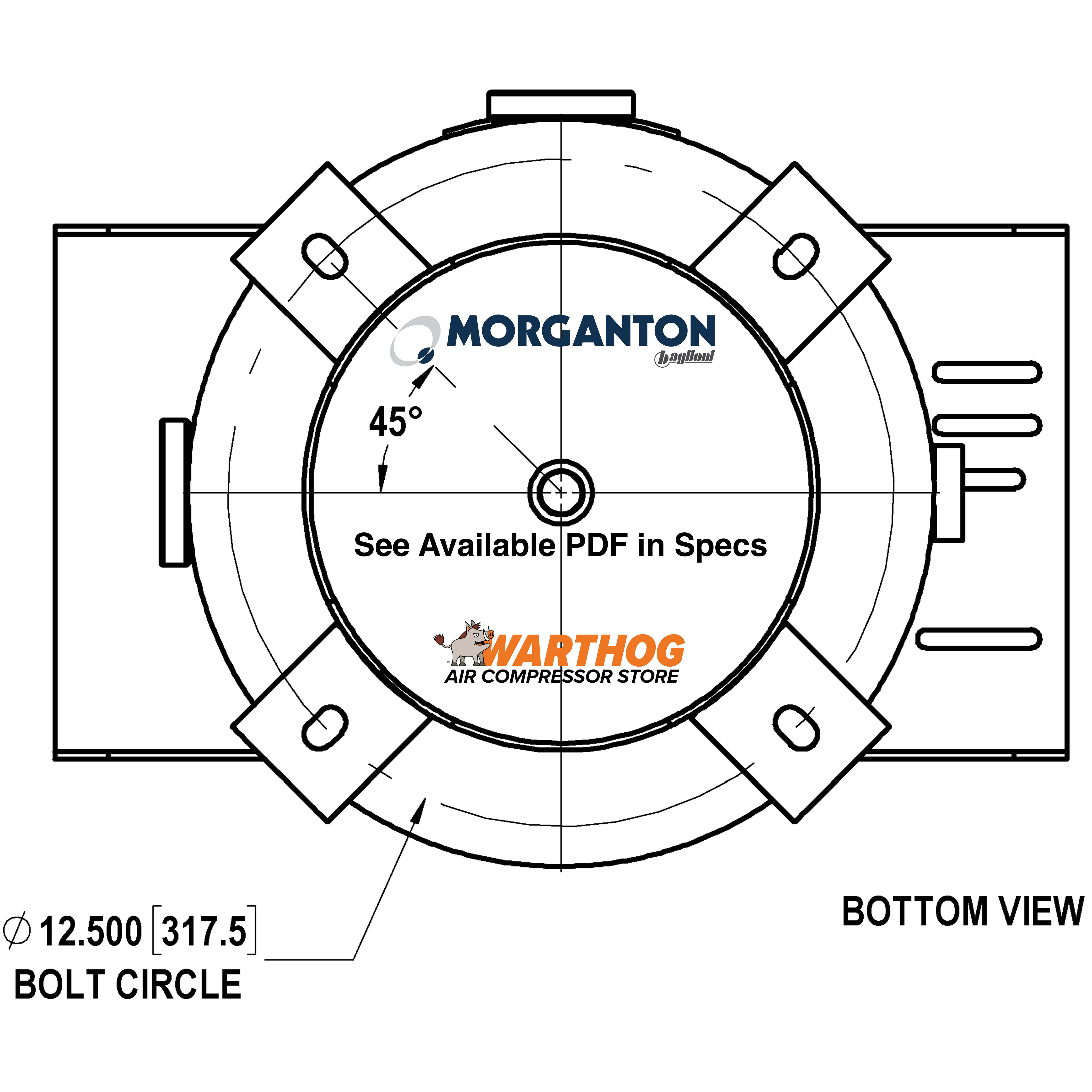 20 Gallon 200 PSI Vertical Air Tank with Feet+Top plate by Morganton | VES0009979