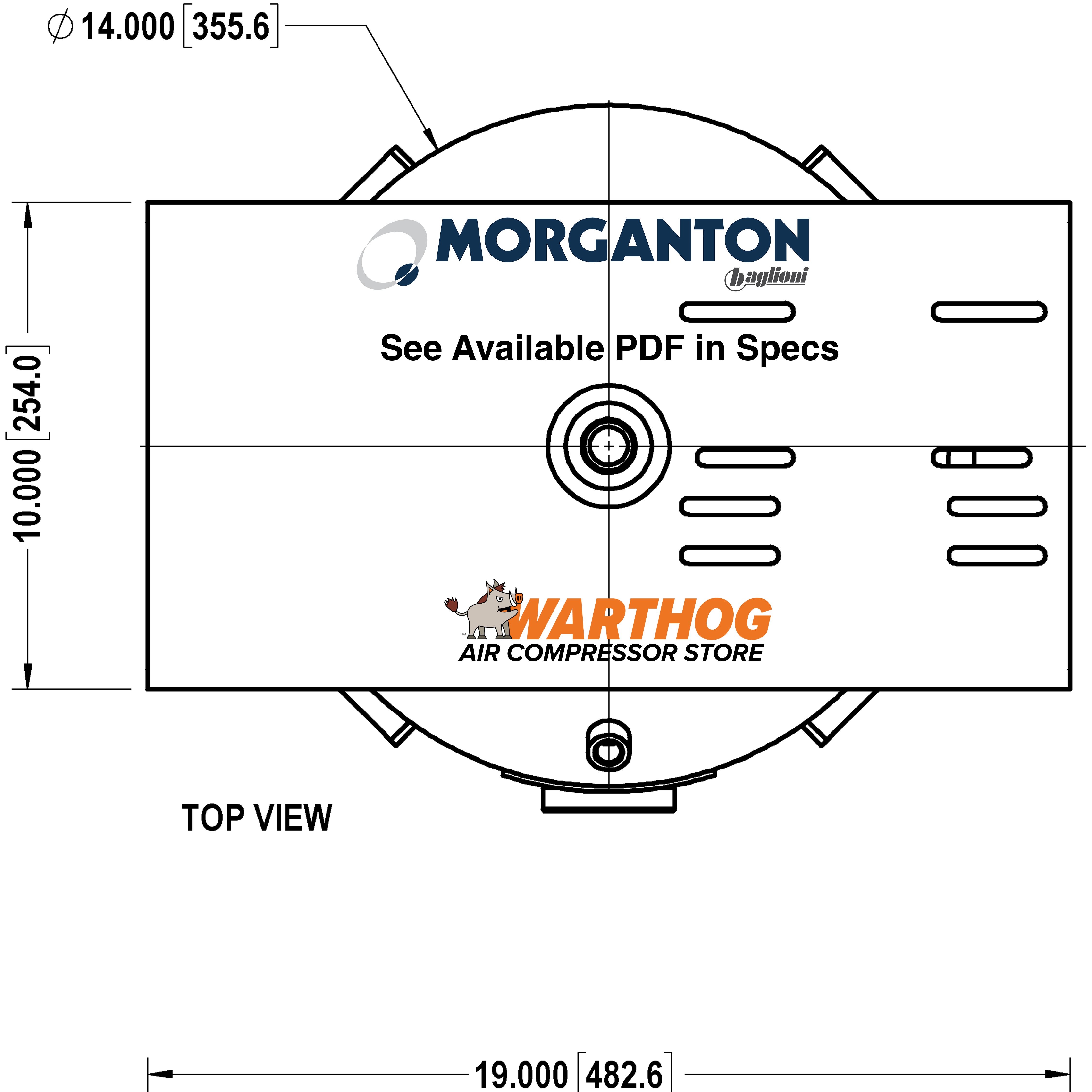 20 Gallon 200 PSI Vertical Air Tank with Feet+Top plate by Morganton | VES0009979