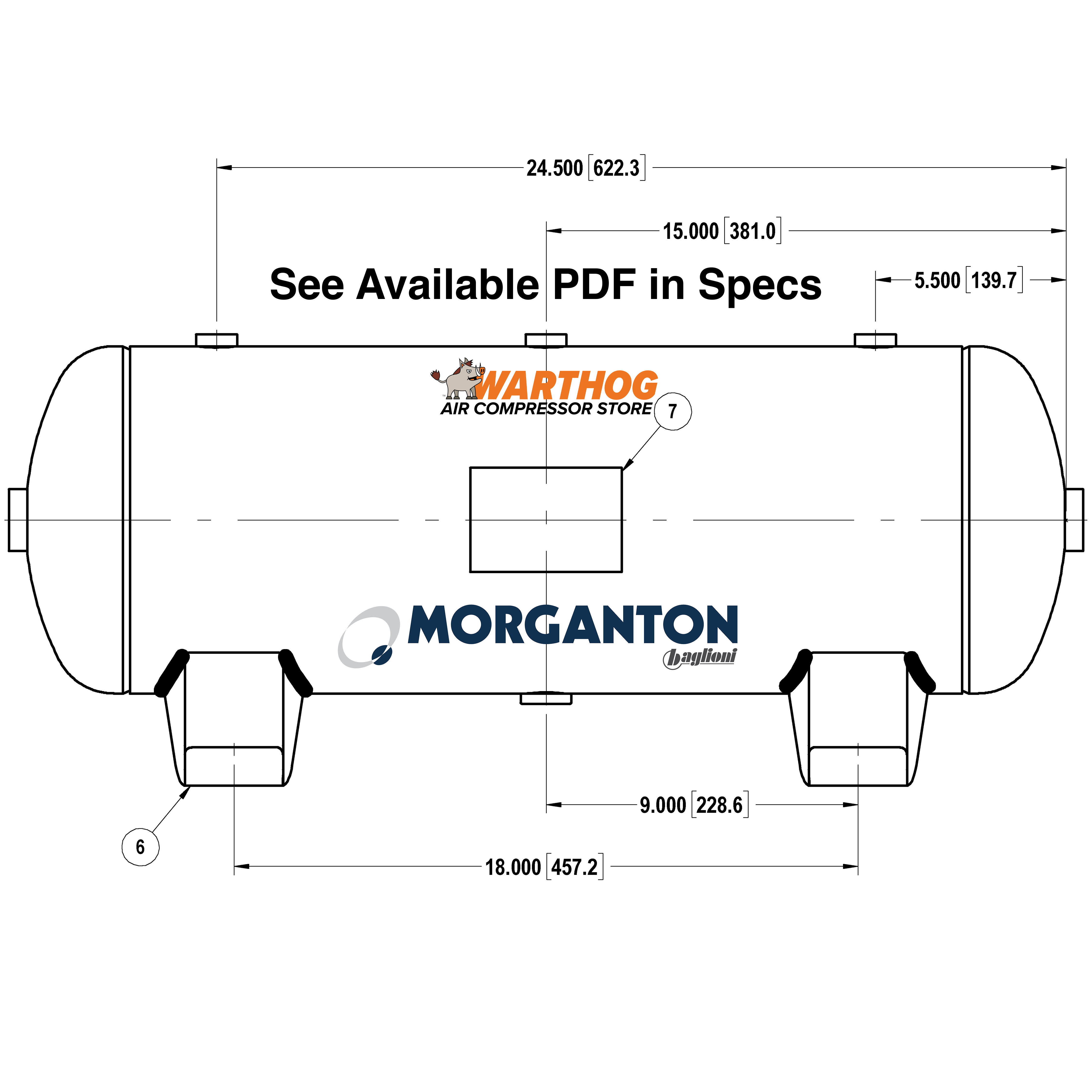 10 Gallon 200 PSI Horizontal Air Tank with Feet by Morganton | VES0010059
