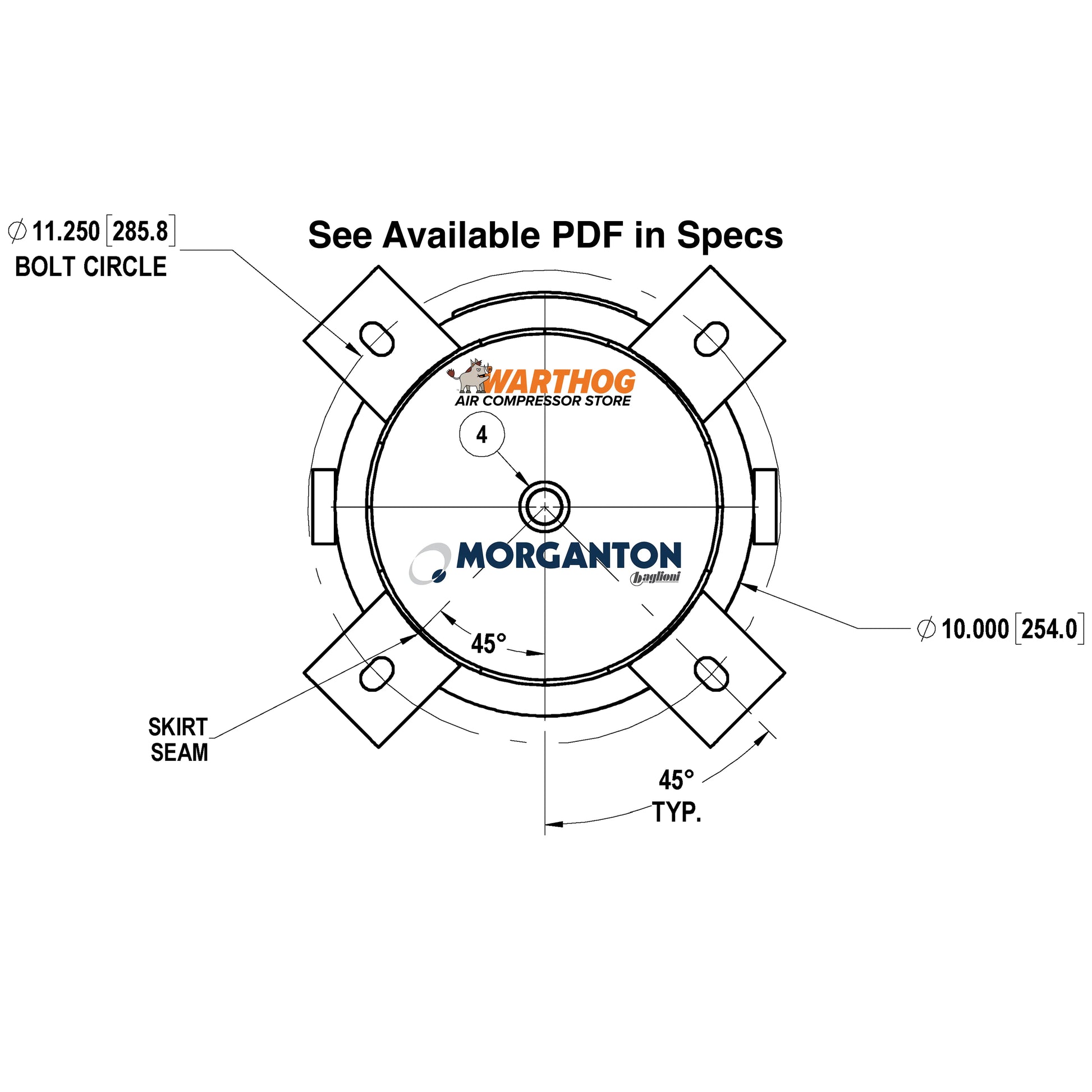 10 Gallon 200 PSI Vertical Air Tank with Base ring by Morganton | VES0010060 Morganton