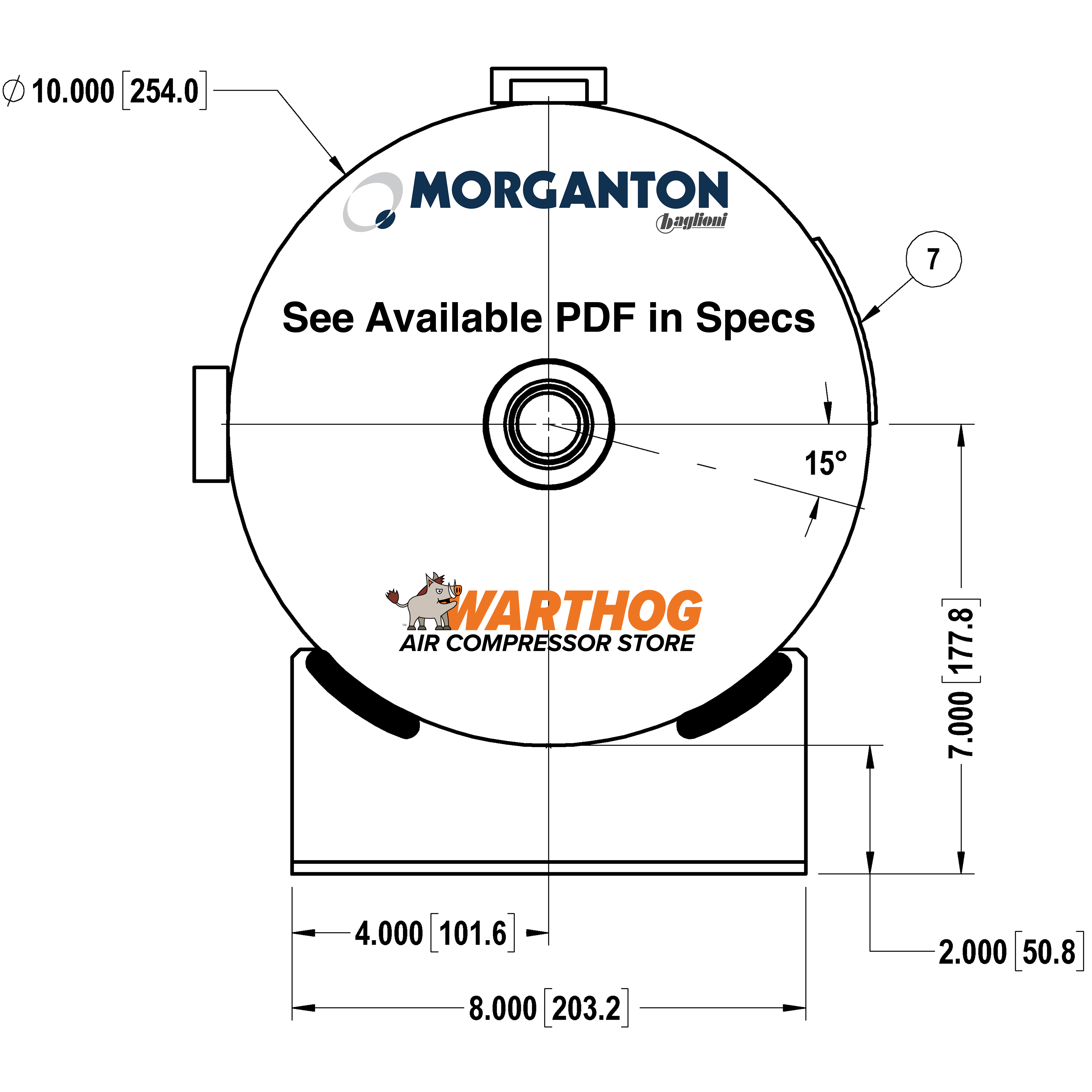 5 Gallon 200 PSI Horizontal Air Tank with Feet by Morganton | VES0010067