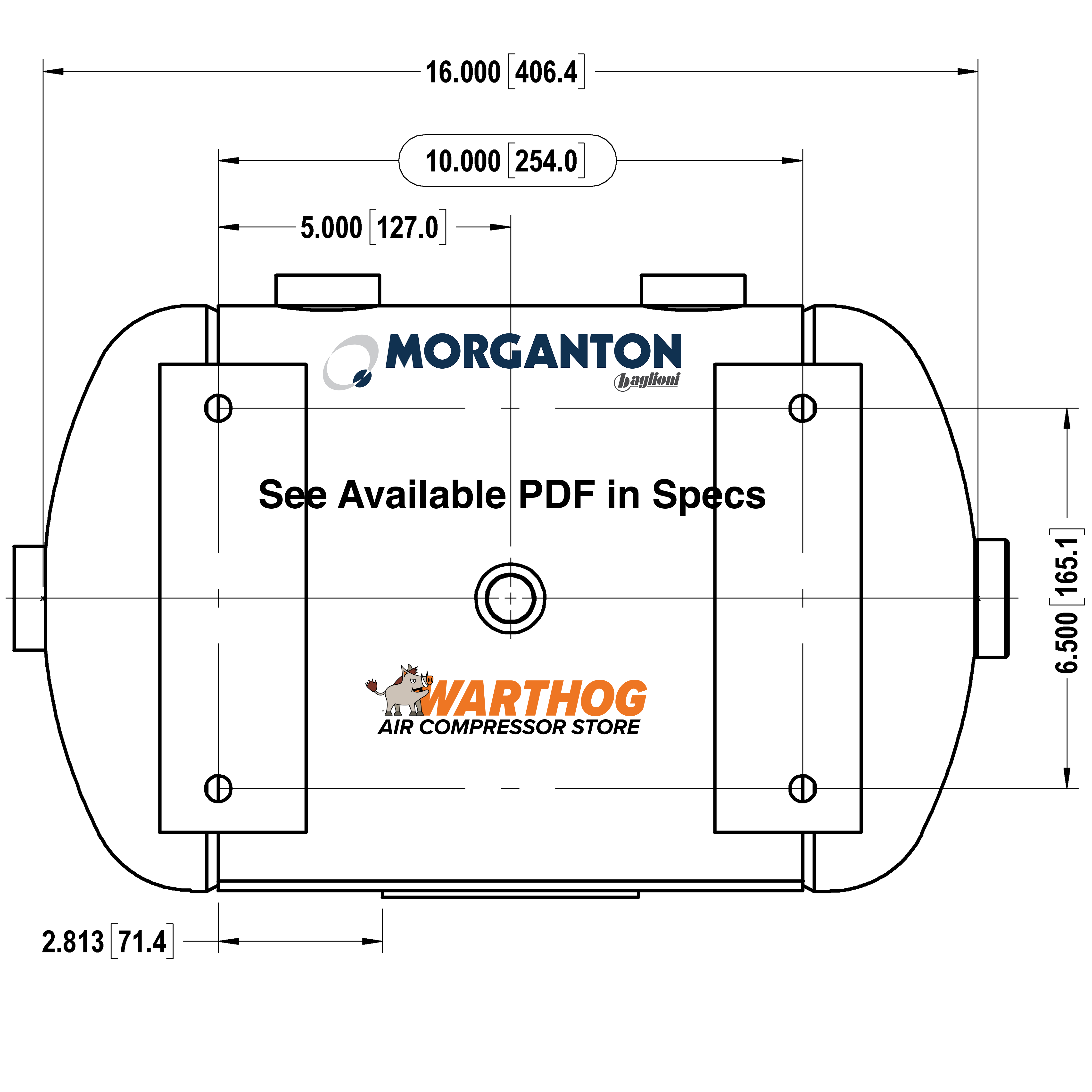 5 Gallon 200 PSI Horizontal Air Tank with Feet by Morganton | VES0010067