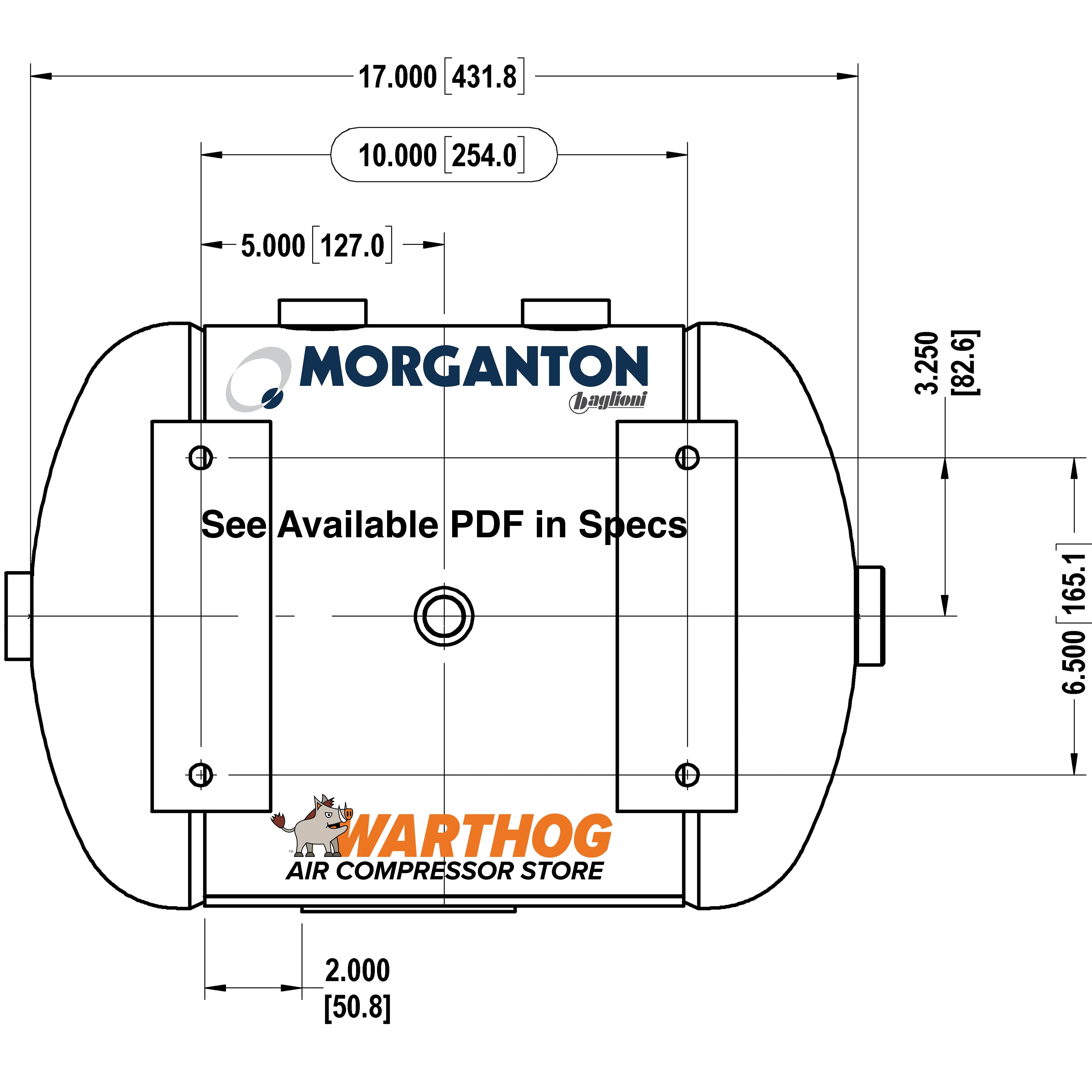 7 Gallon 200 PSI Horizontal Air Tank with Feet by Morganton | VES0010068 Morganton