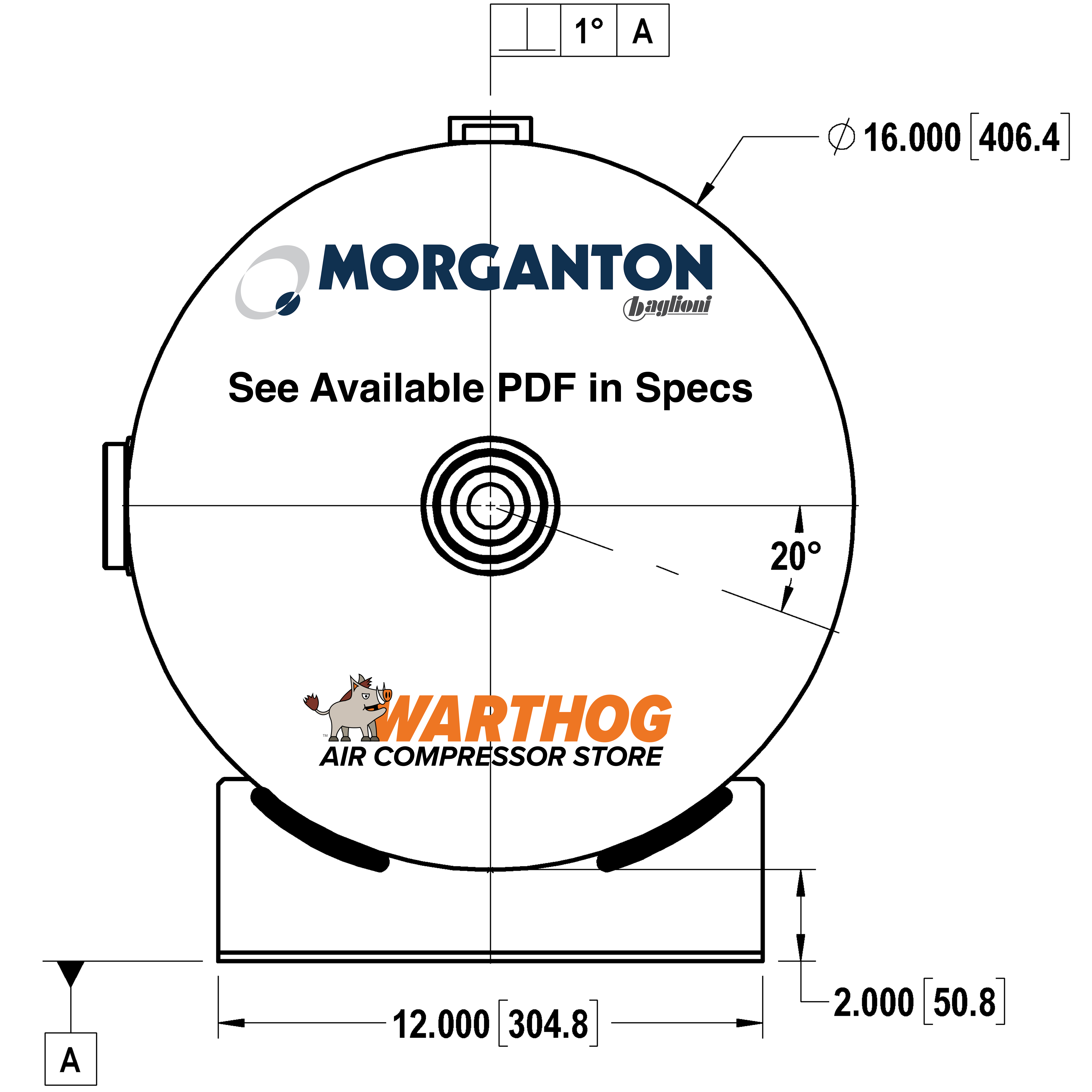 19 Gallon 200 PSI Horizontal Air Tank with Feet by Morganton | VES0010071