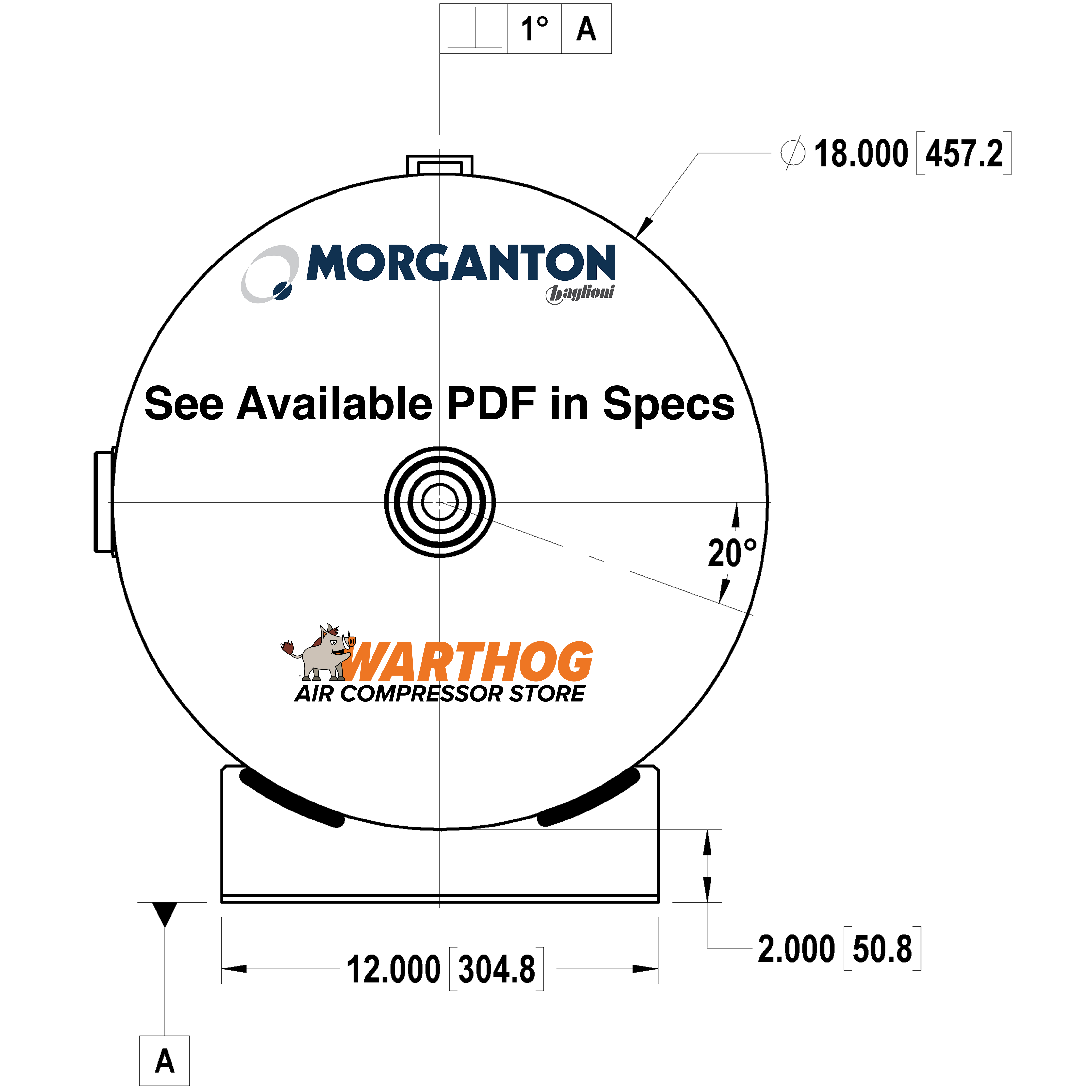 30 Gallon 200 PSI Horizontal Air Tank with Feet by Morganton | VES0010073