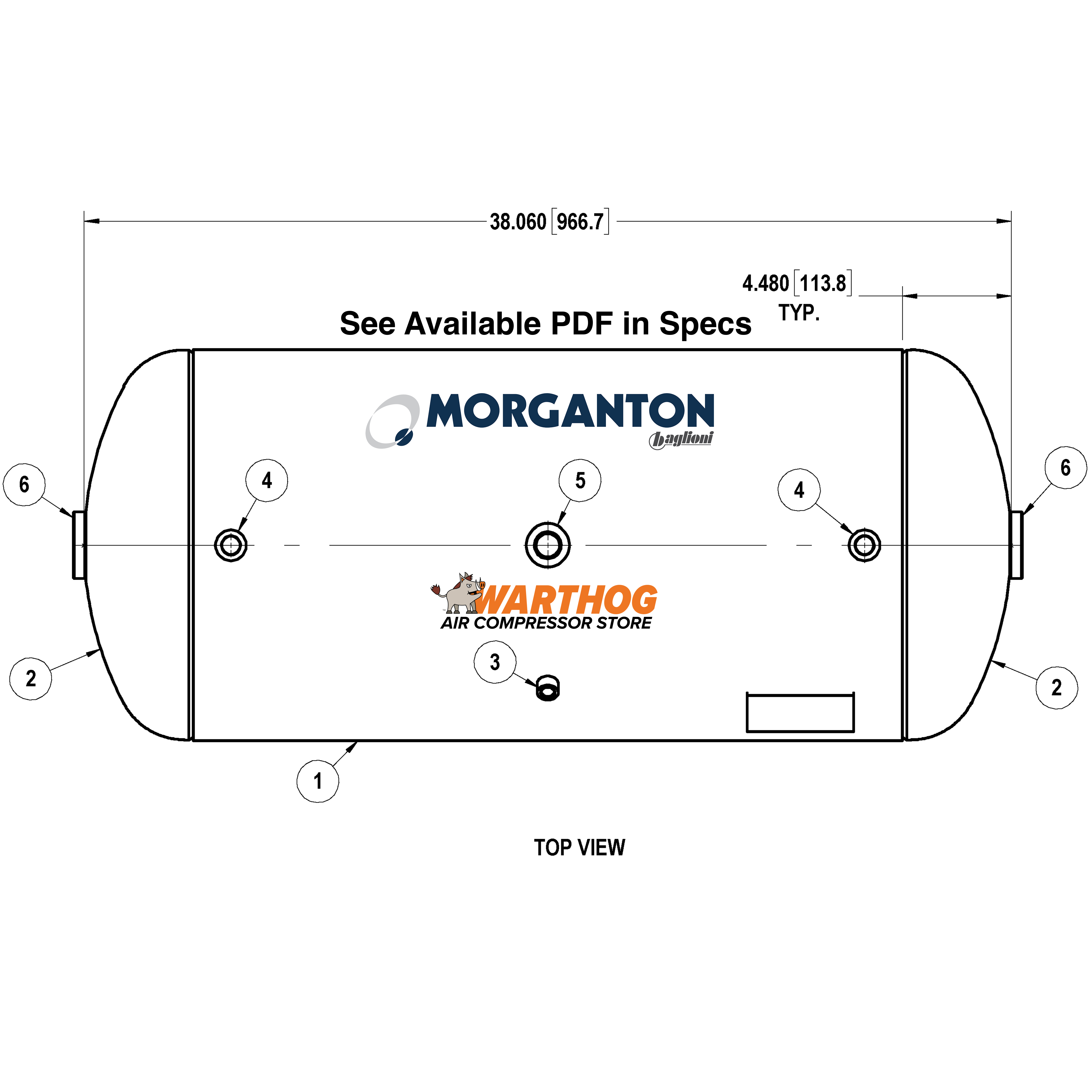 30 Gallon 300 PSI Horizontal Air Tank with Feet by Morganton | VES0010196