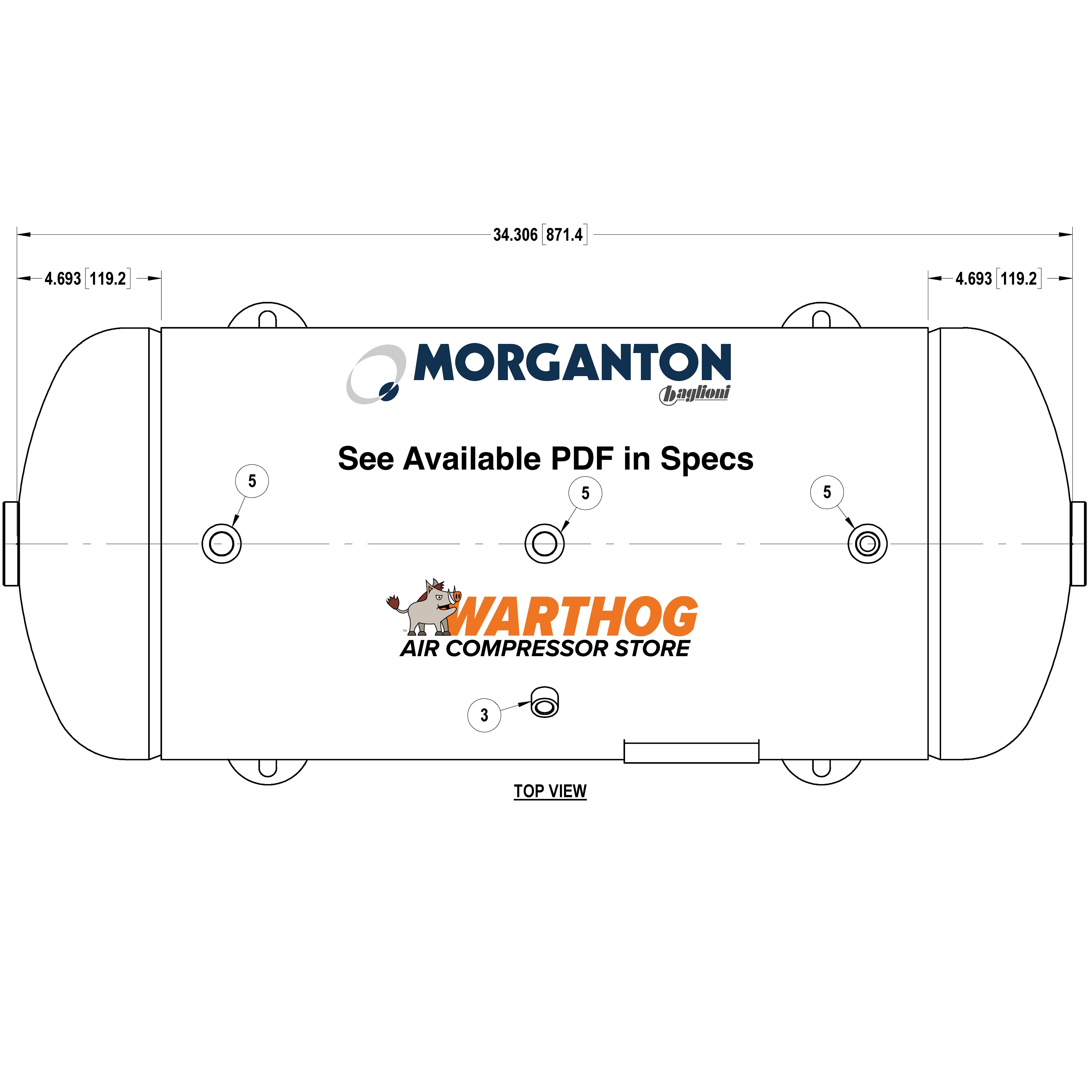 20 Gallon 300 PSI Horizontal Air Tank with Feet by Morganton | VES0010329