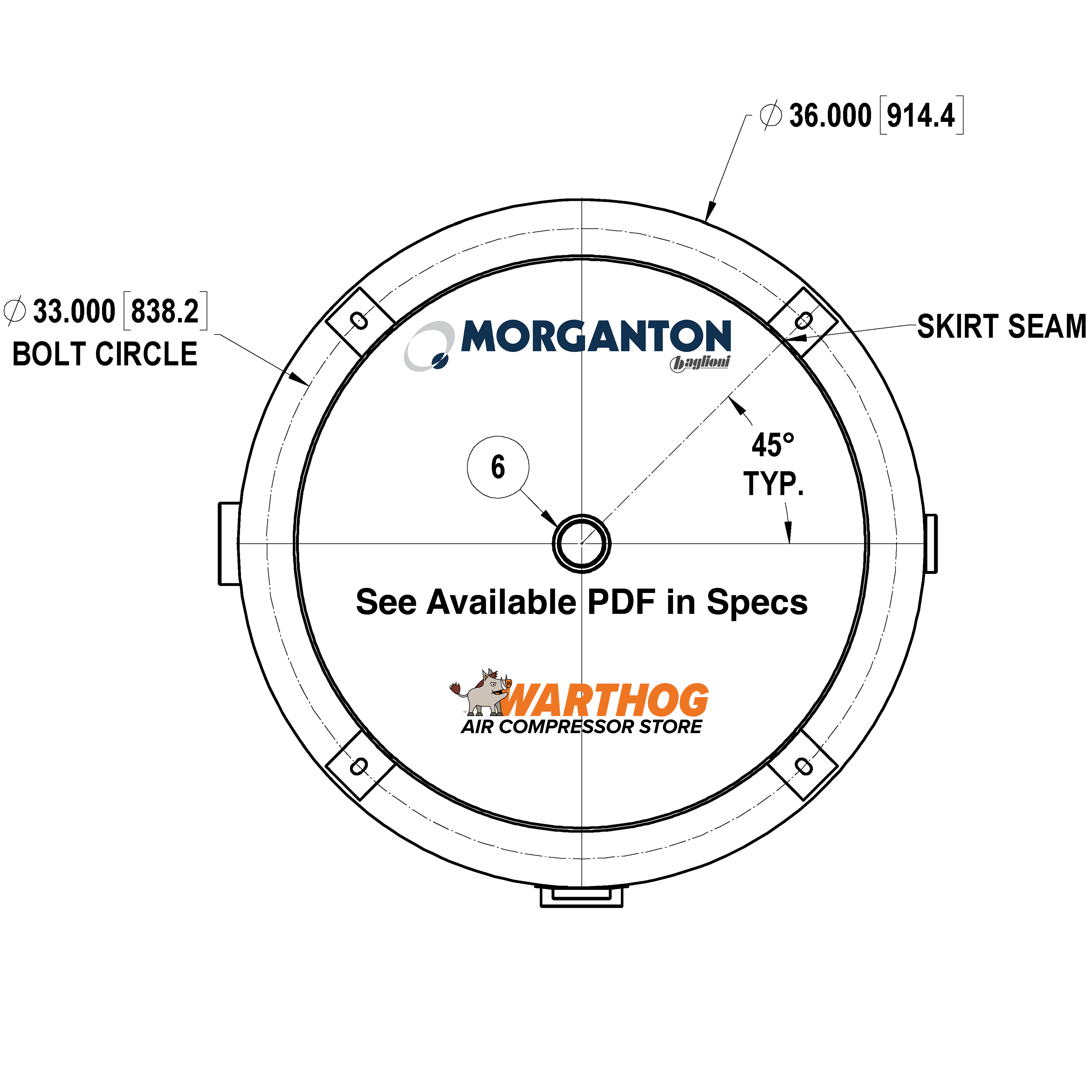 400 Gallon 300 PSI Vertical Air Tank with Base ring by Morganton | VES0010423