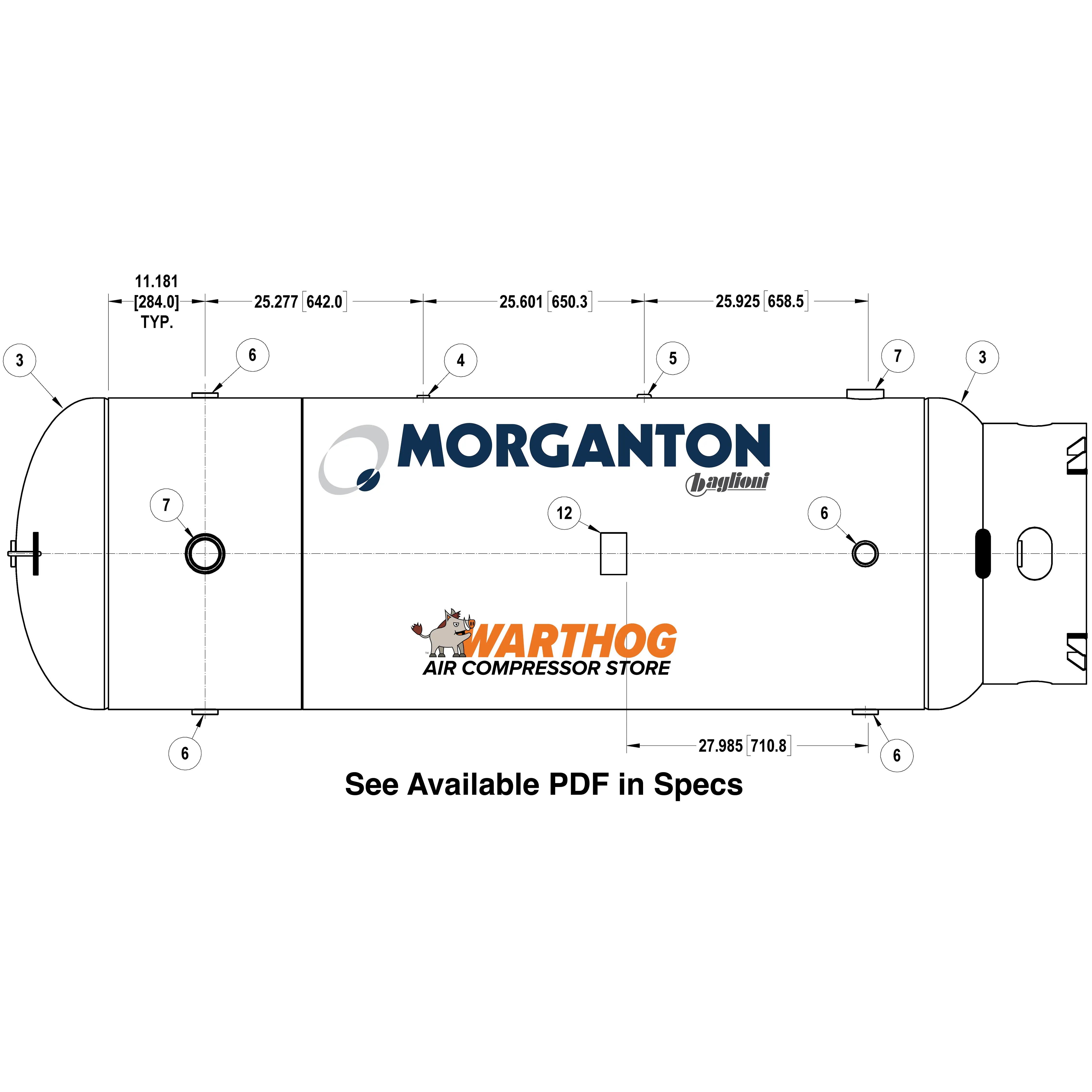500 Gallon 165 PSI Vertical Air Tank with Base ring by Morganton | VES0010667 Morganton