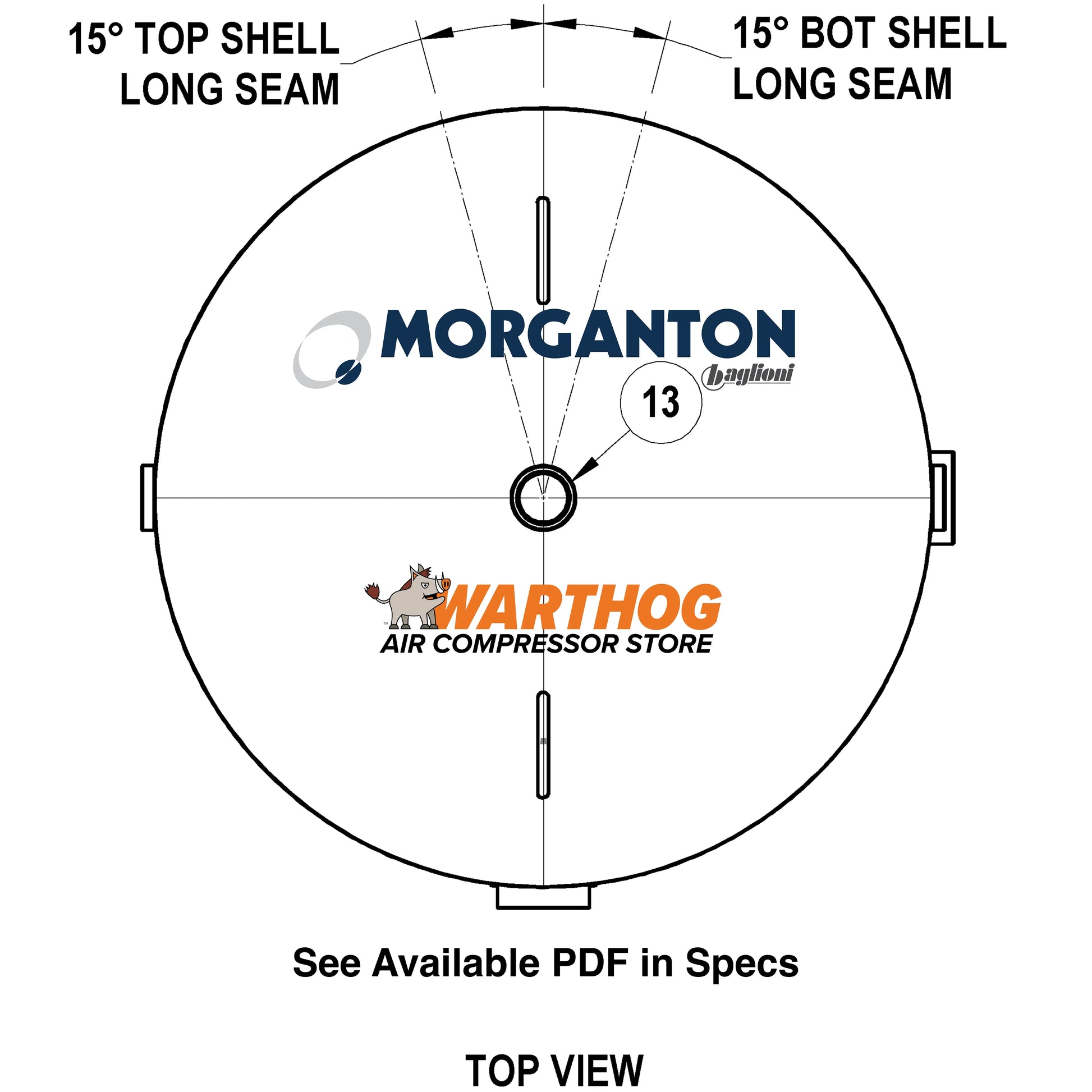 500 Gallon 165 PSI Vertical Air Tank with Base ring by Morganton | VES0010667 Morganton