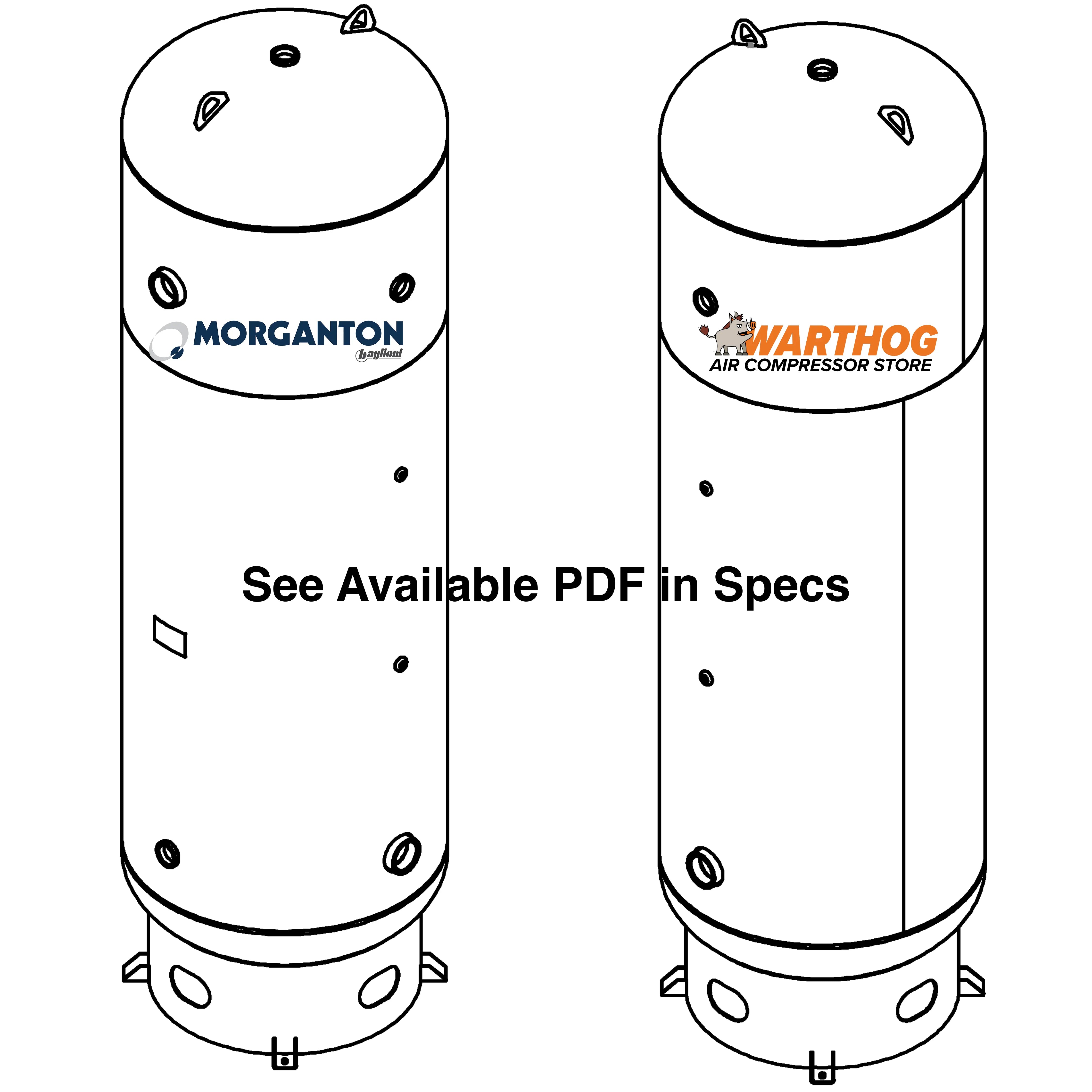 500 Gallon 165 PSI Vertical Air Tank with Base ring by Morganton | VES0010667 Morganton