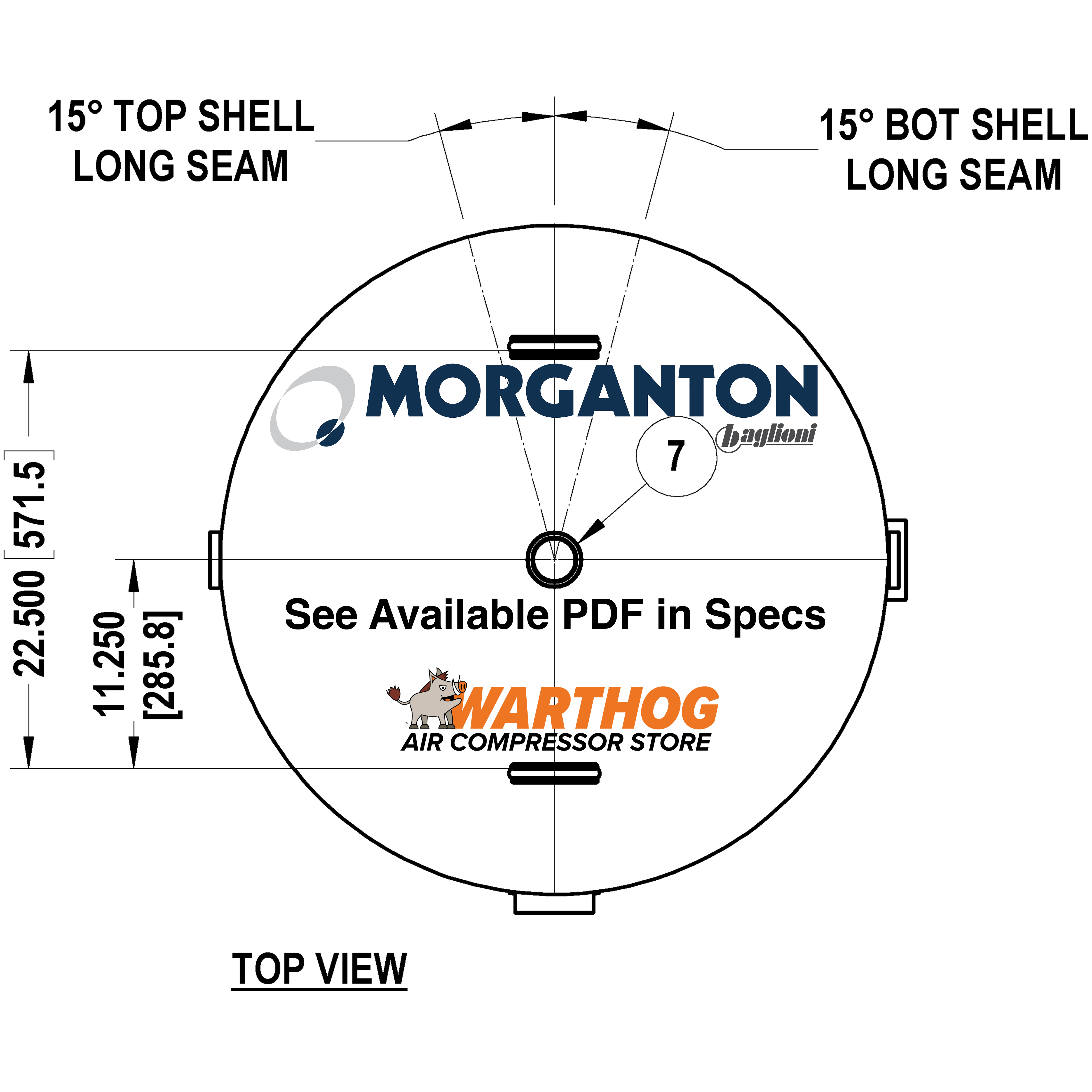 500 Gallon 200PSI Vertical Air Tank with Base ring by Morganton | VES0010668