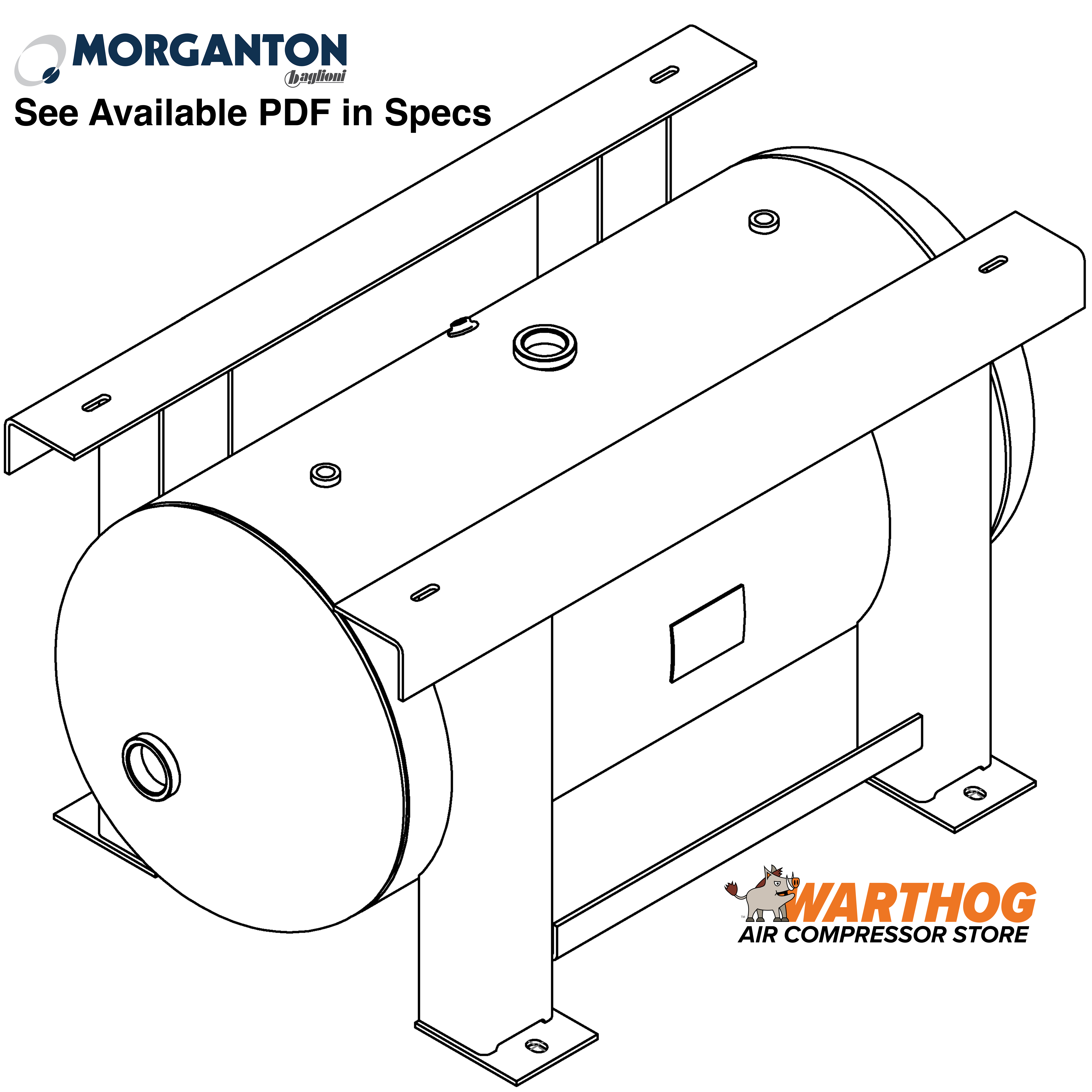 60 Gallon 200PSI Grasshopper Horizontal Air Tank By Morganton | VES0011195