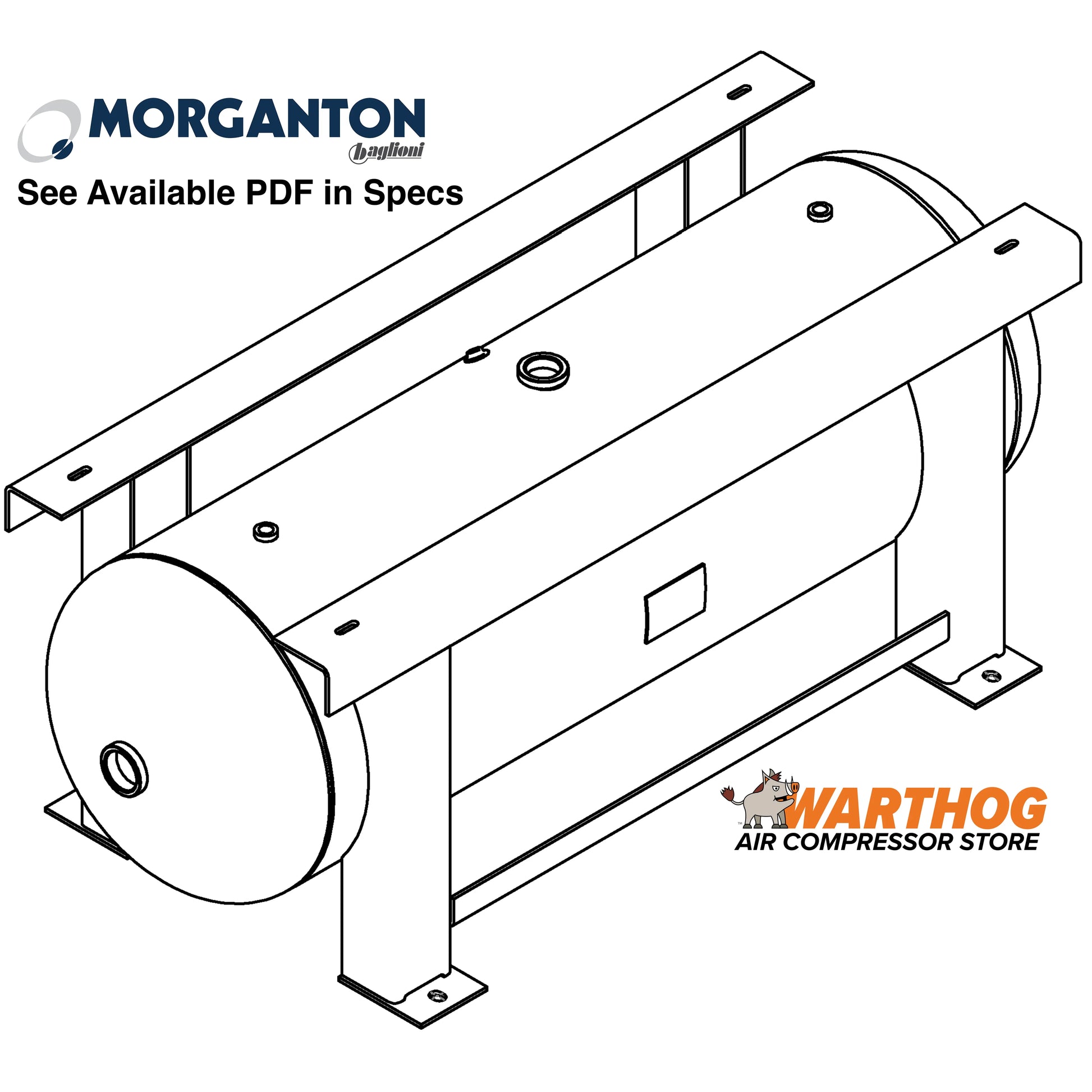 80 Gallon 200PSI Grasshopper Horizontal Air Tank By Morganton | VES0011196 Morganton