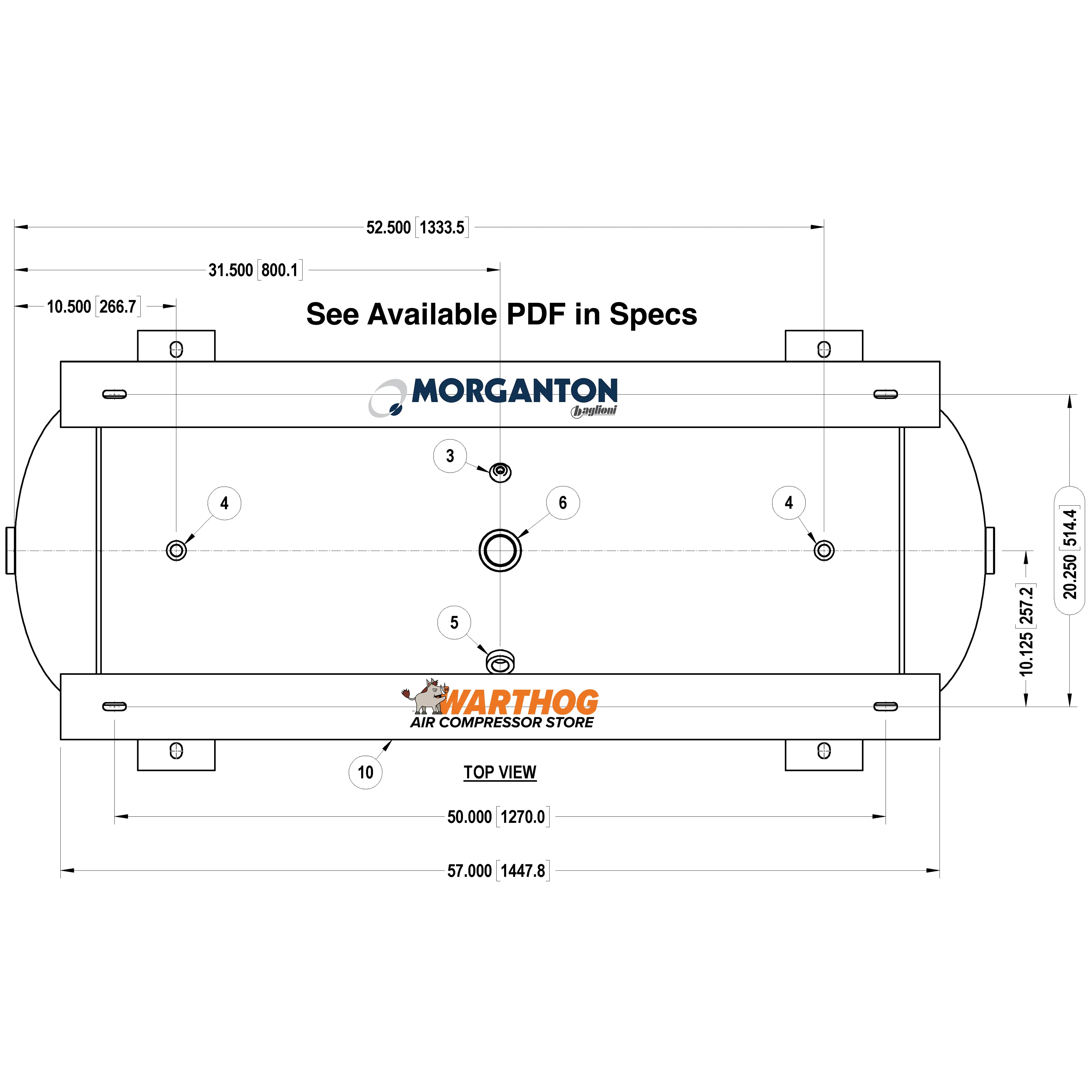 80 Gallon 200PSI Grasshopper Horizontal Air Tank By Morganton | VES0011196 Morganton