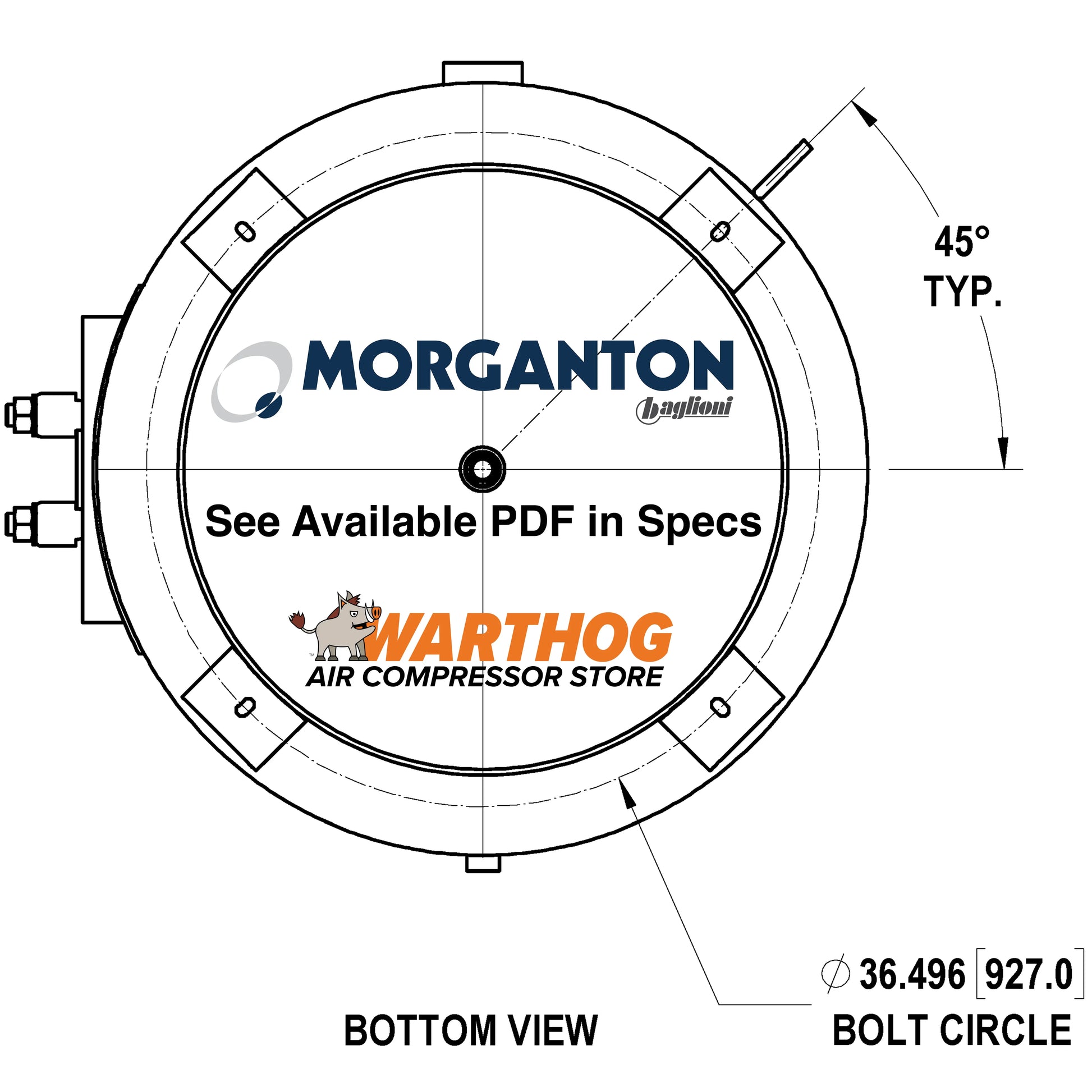 660 Gallon 160 PSI Vertical Air Tank with Base Ring by Morganton | VES0011665 Morganton
