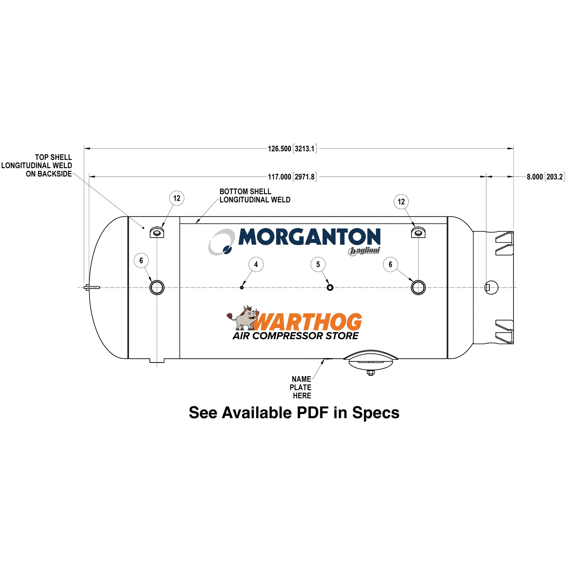 660 Gallon 160 PSI Vertical Air Tank with Base Ring by Morganton | VES0011665 Morganton