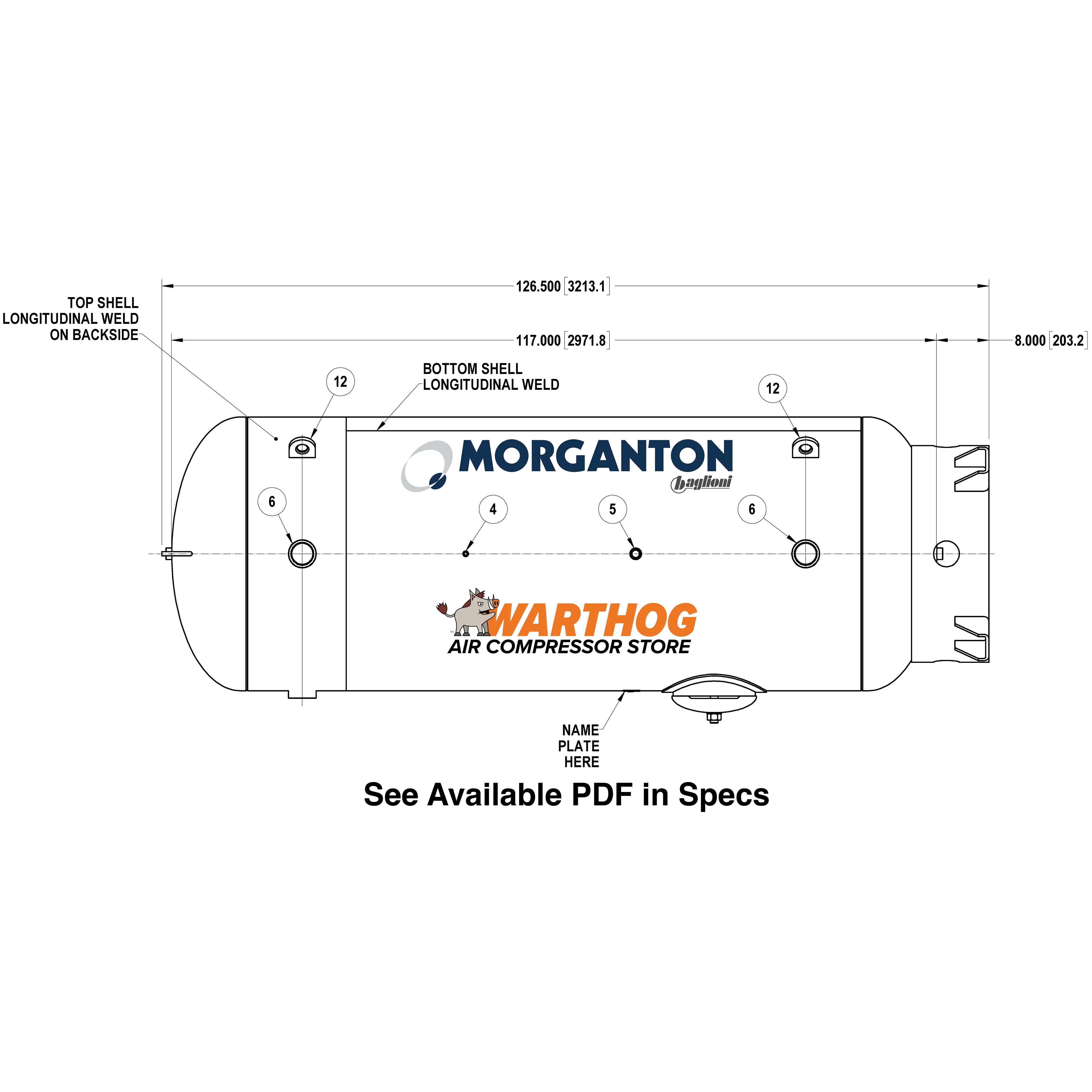 660 Gallon 160 PSI Vertical Air Tank with Base Ring by Morganton | VES0011665 Morganton