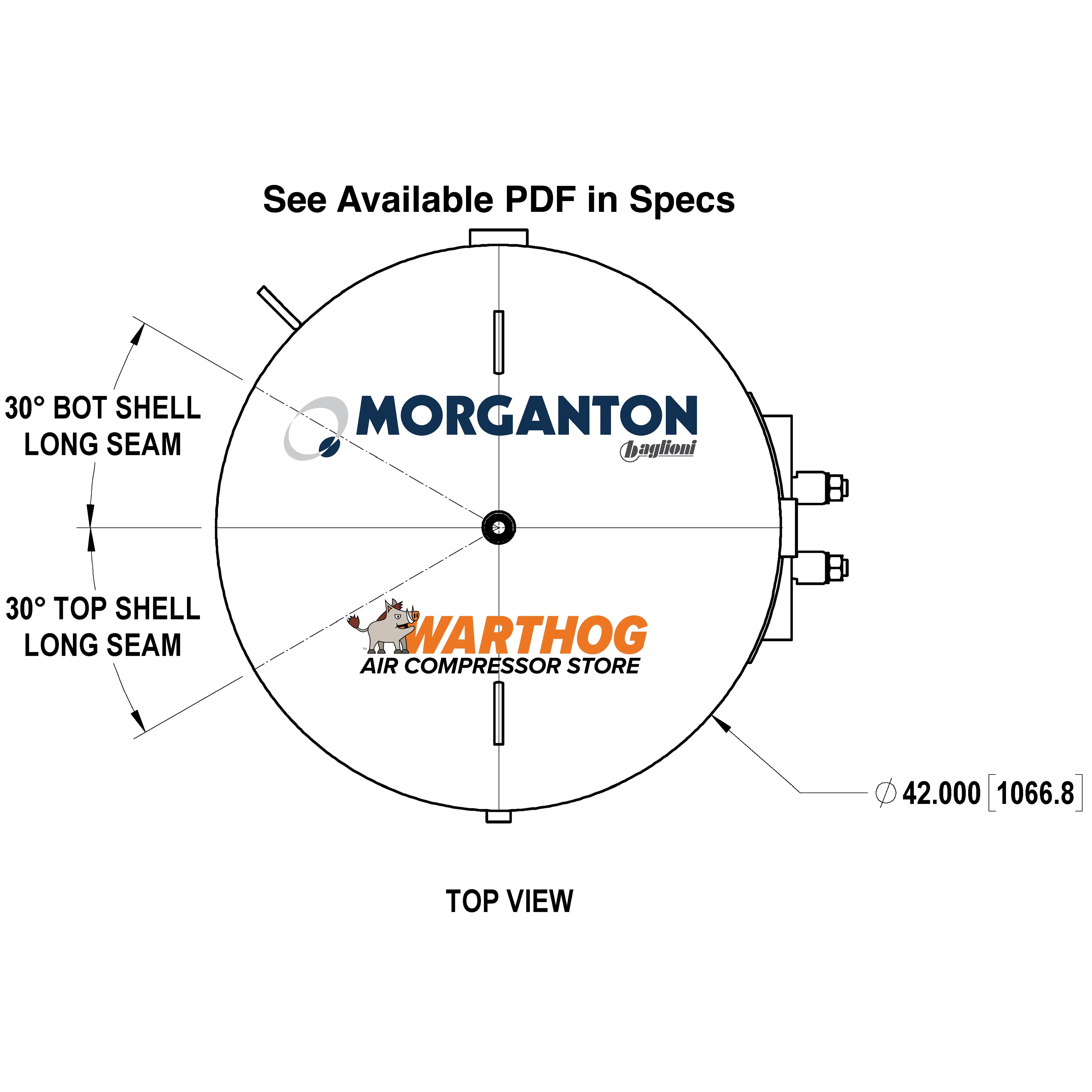 660 Gallon 160 PSI Vertical Air Tank with Base Ring by Morganton | VES0011665 Morganton