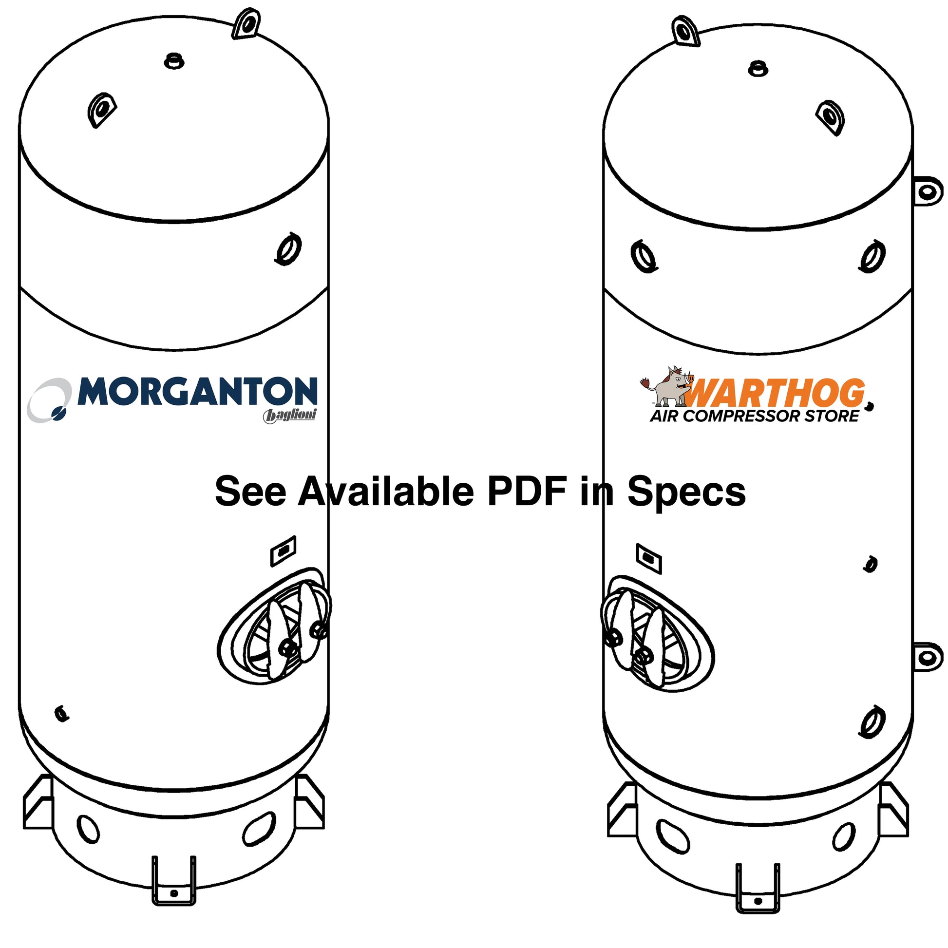 660 Gallon 160 PSI Vertical Air Tank with Base Ring by Morganton | VES0011665 Morganton