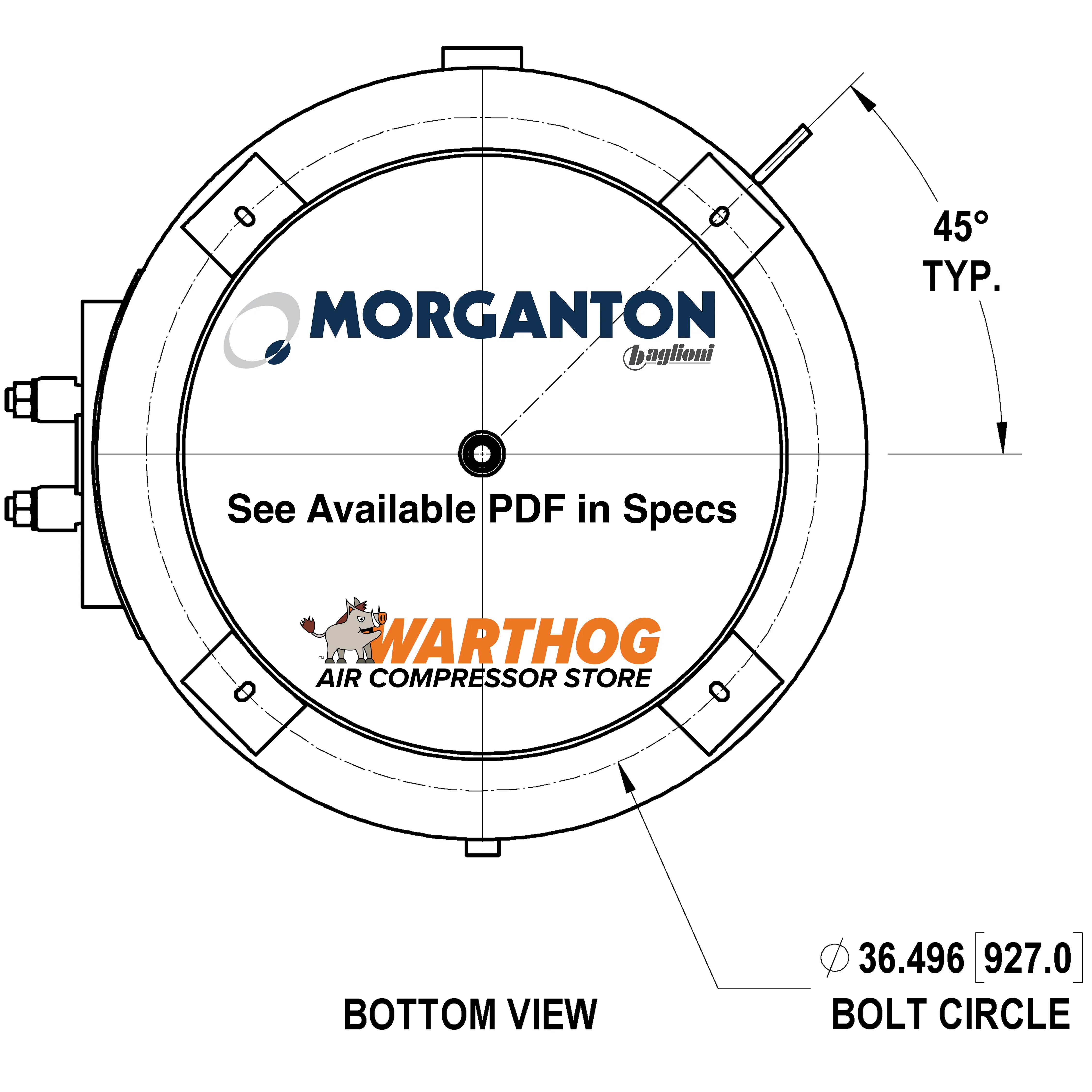 660 Gallon 200 PSI Vertical Air Tank with Base Ring by Morganton | VES0011666 Morganton