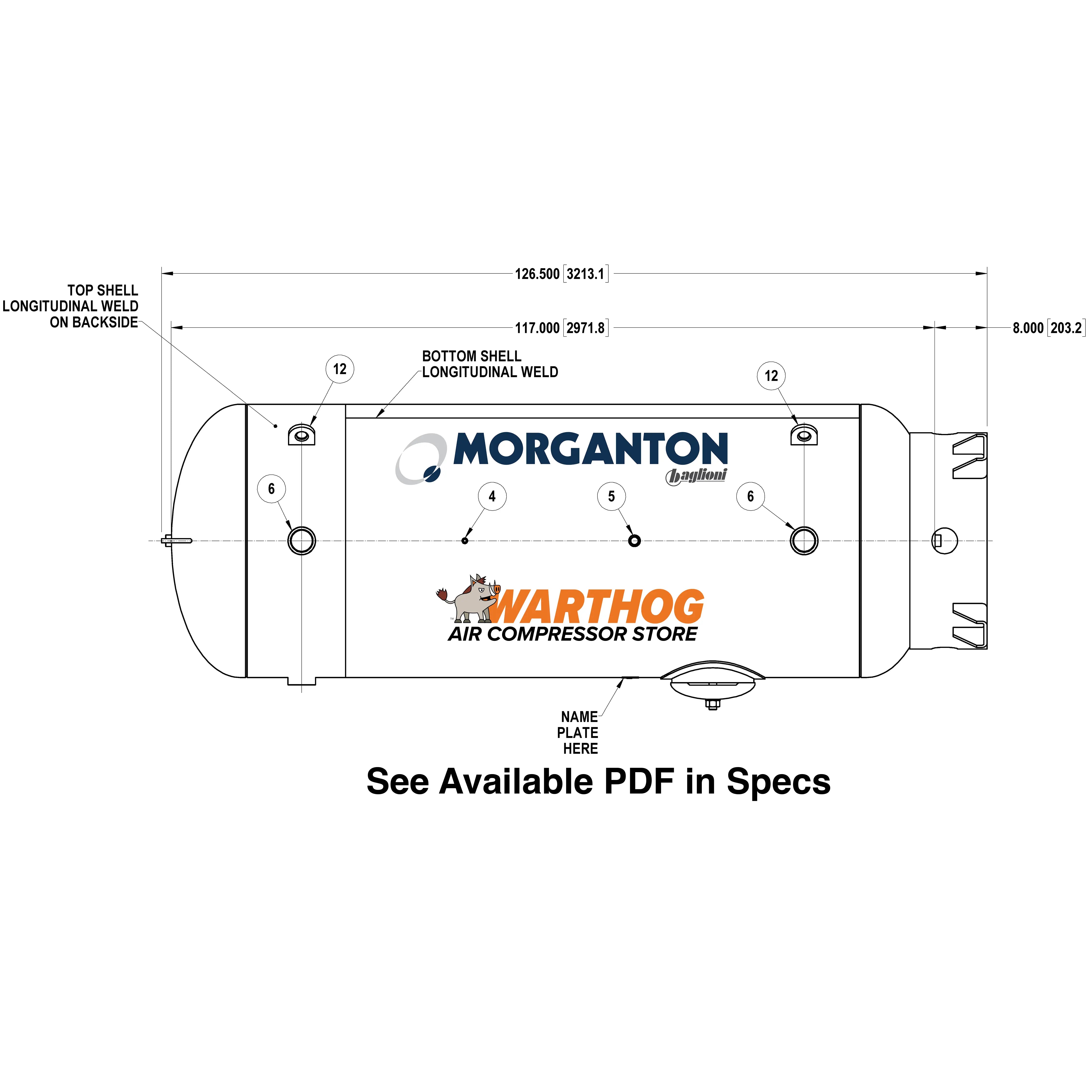 660 Gallon 200 PSI Vertical Air Tank with Base Ring by Morganton | VES0011666 Morganton