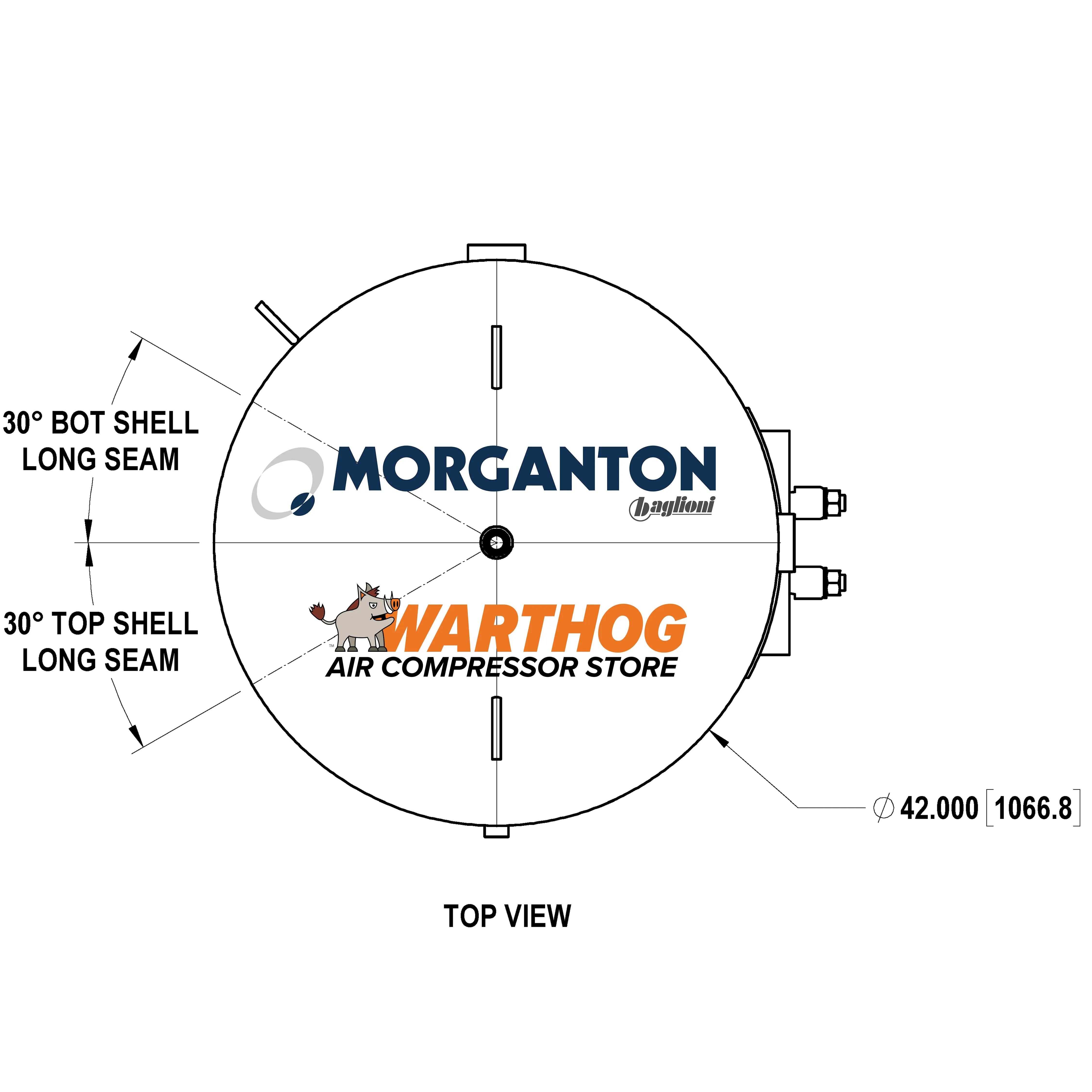 660 Gallon 200 PSI Vertical Air Tank with Base Ring by Morganton | VES0011666 Morganton