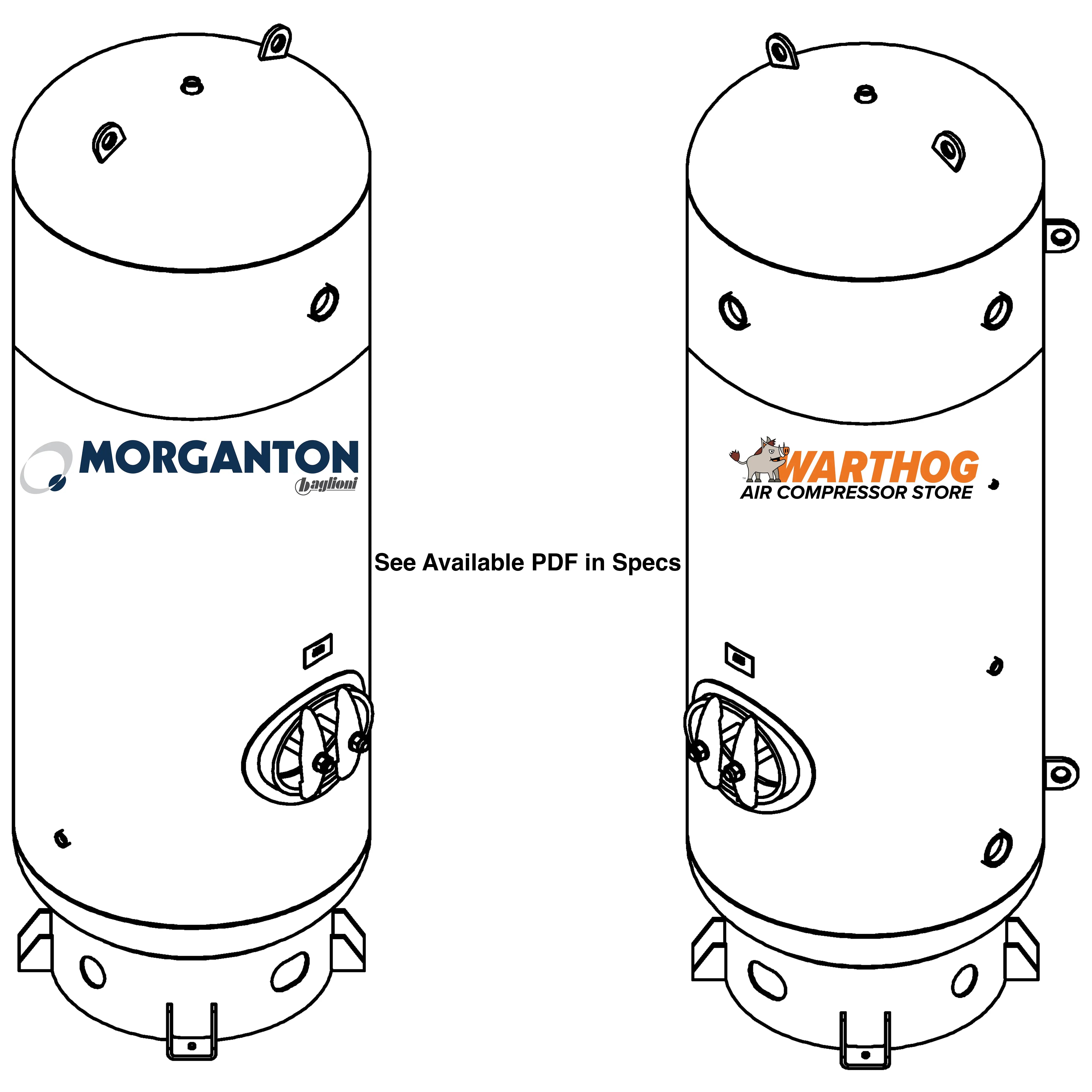 660 Gallon 200 PSI Vertical Air Tank with Base Ring by Morganton | VES0011666 Morganton