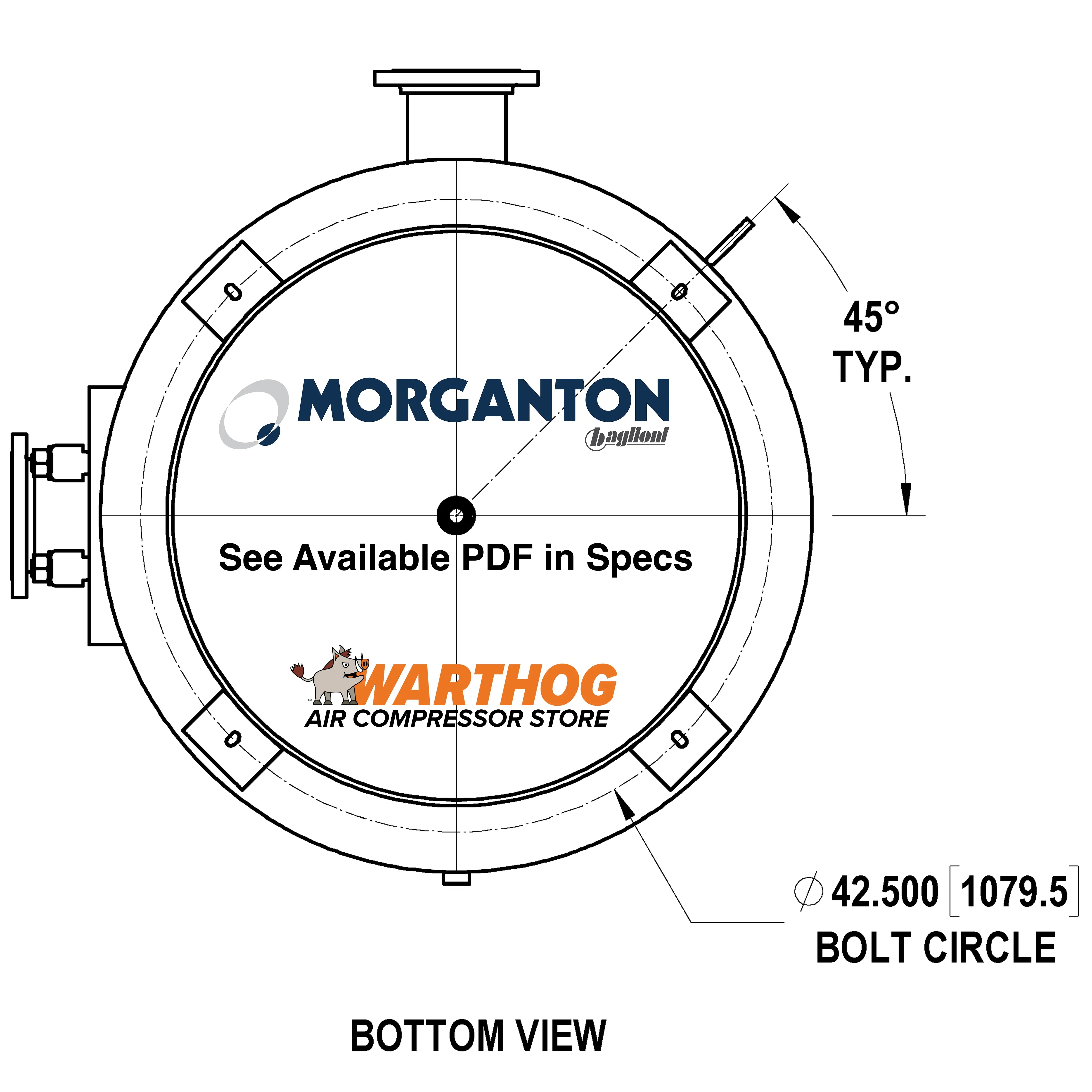 1060 Gallon 165 PSI Vertical Air Tank with Base Ring by Morganton | VES0011667 Morganton