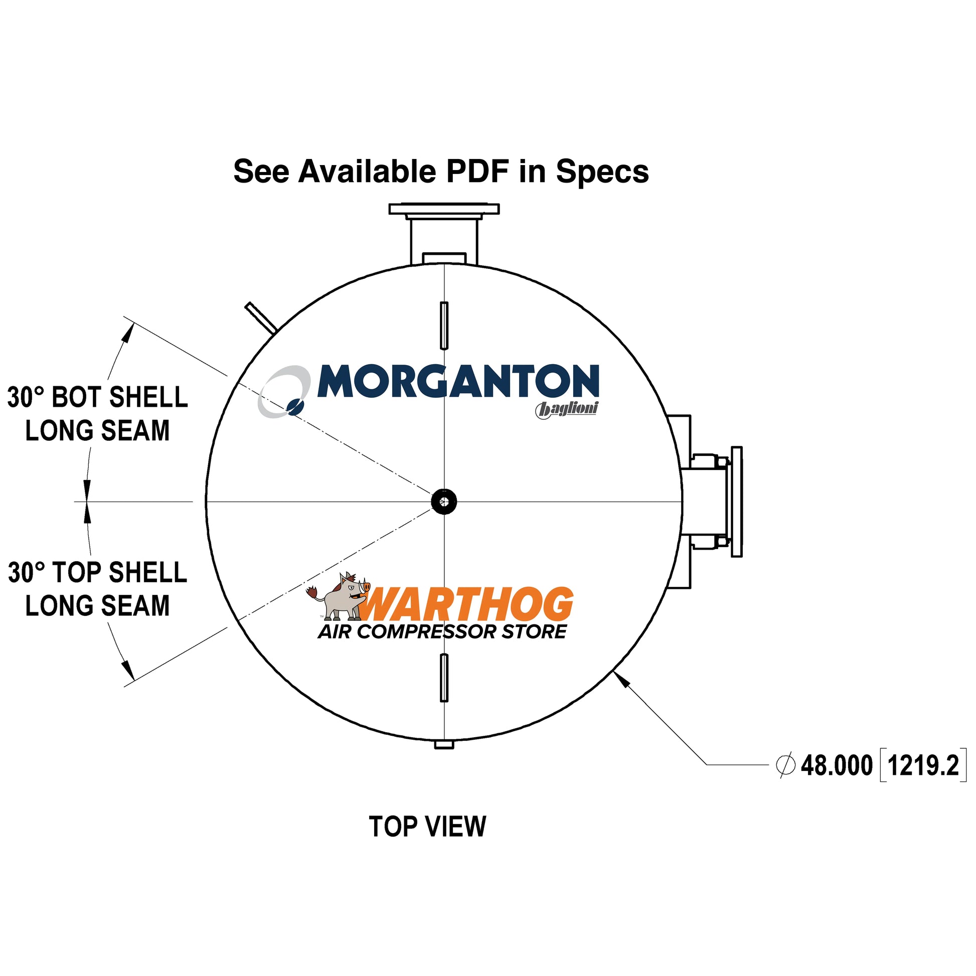 1060 Gallon 165 PSI Vertical Air Tank with Base Ring by Morganton | VES0011667 Morganton