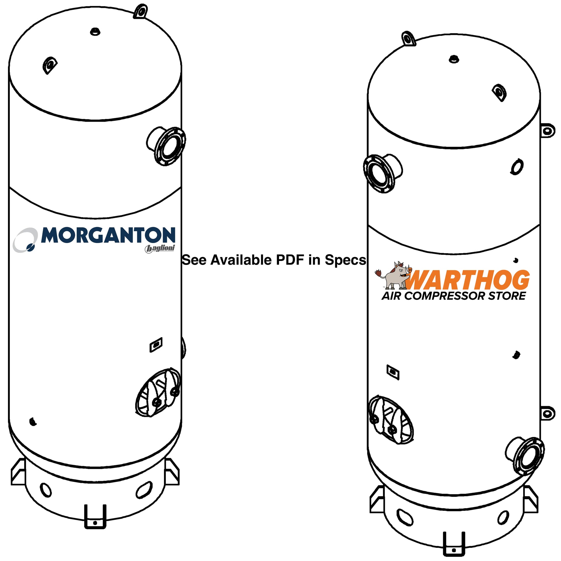 1060 Gallon 165 PSI Vertical Air Tank with Base Ring by Morganton | VES0011667 Morganton