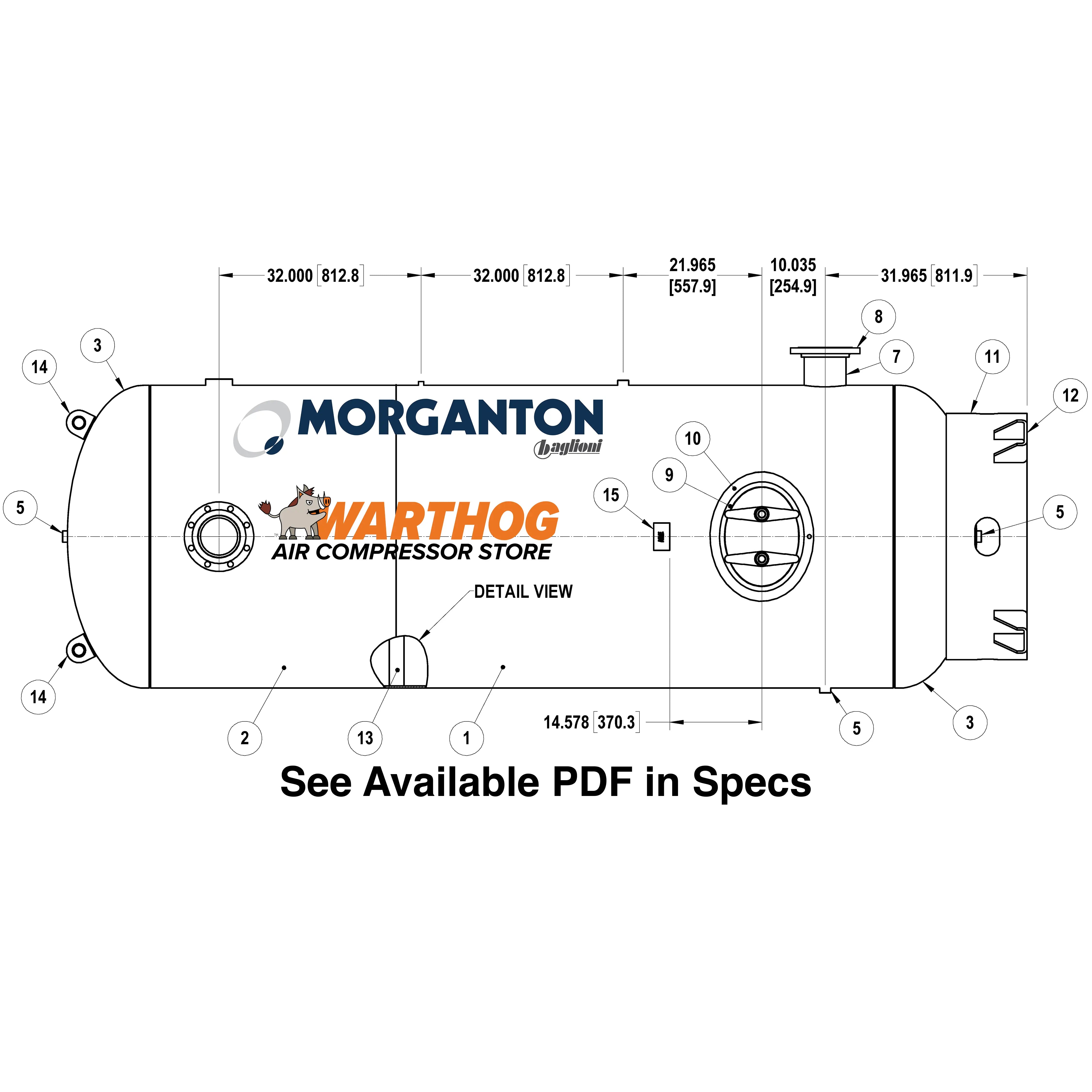 1060 Gallon 200 PSI Vertical Air Tank with Base Ring by Morganton | VES0011668 Morganton