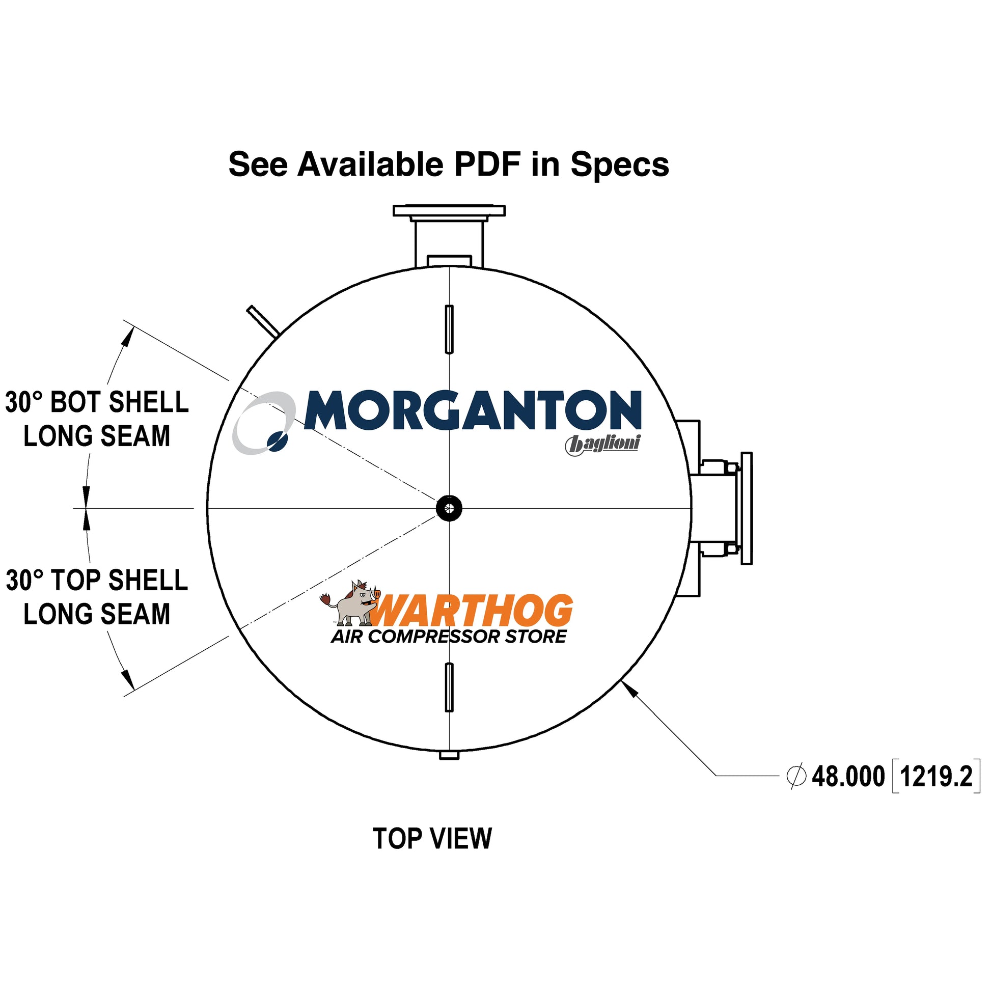 1060 Gallon 200 PSI Vertical Air Tank with Base Ring by Morganton | VES0011668 Morganton
