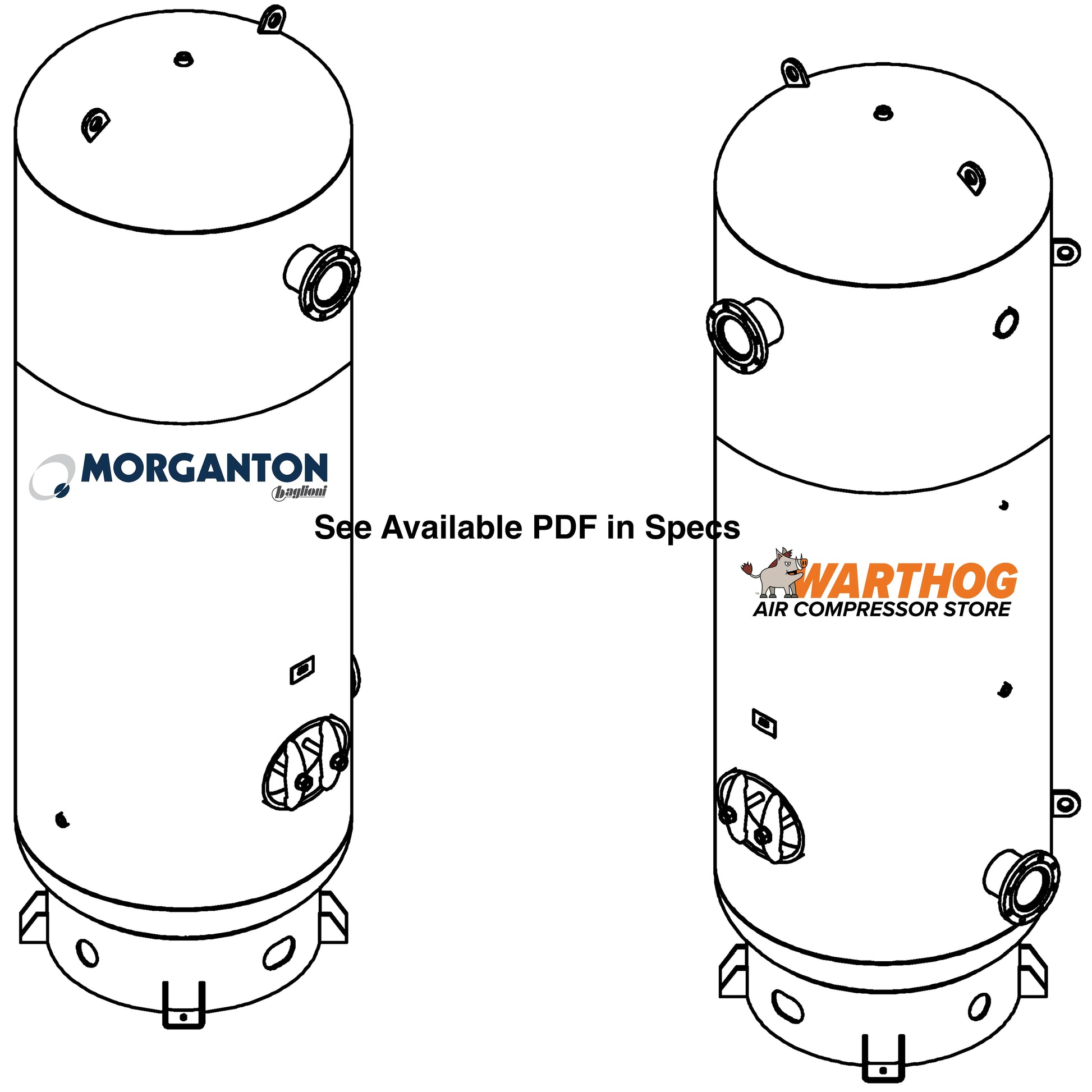 1060 Gallon 200 PSI Vertical Air Tank with Base Ring by Morganton | VES0011668 Morganton