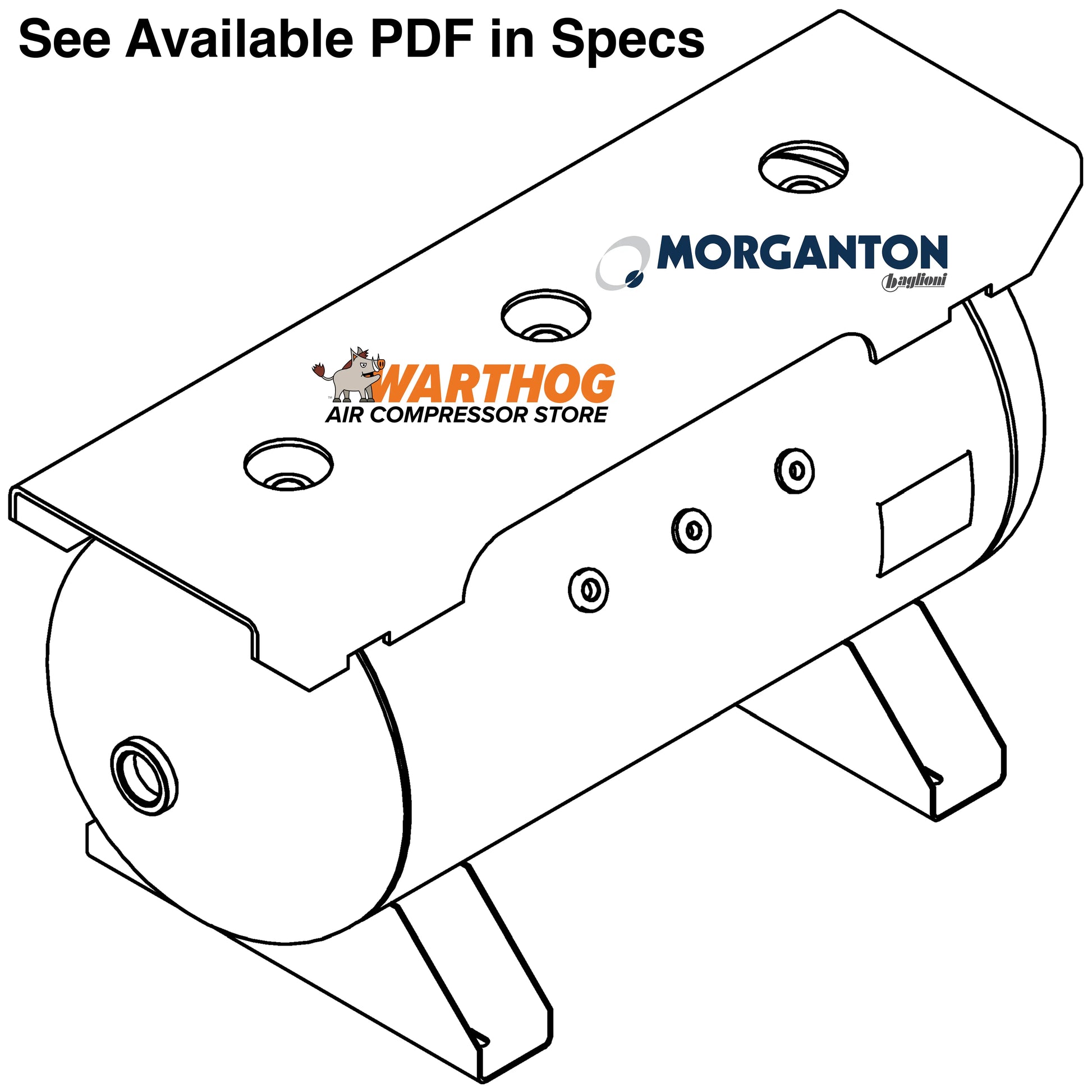 30 Gallon 200 PSI Horizontal Air Tank With Saddle+Extended Top Plate by Morganton | VES0011843 Morganton