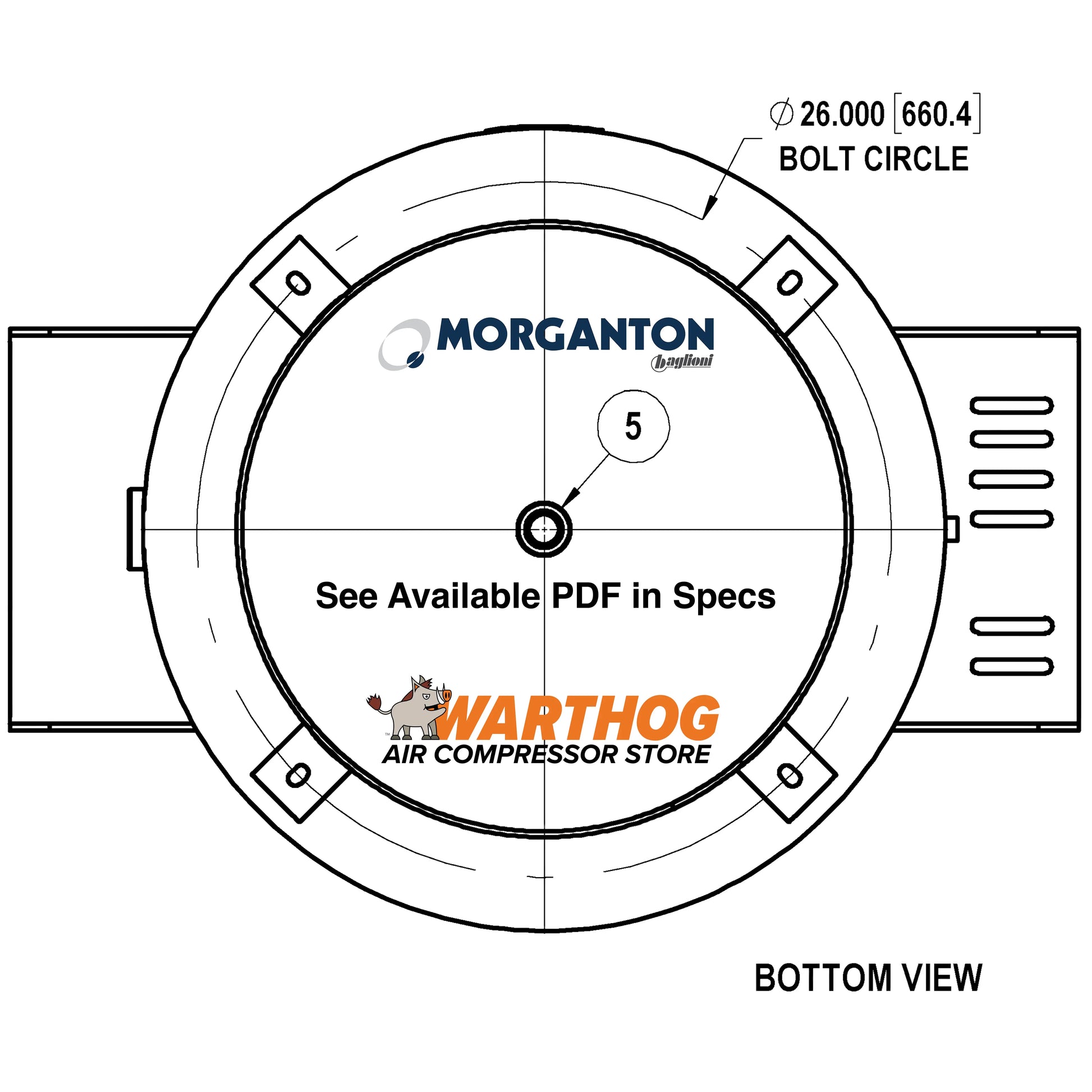 120 Gallon 200 PSI Vertical Air Tank with Base ring+Top plate by Morganton | VES04766 Morganton