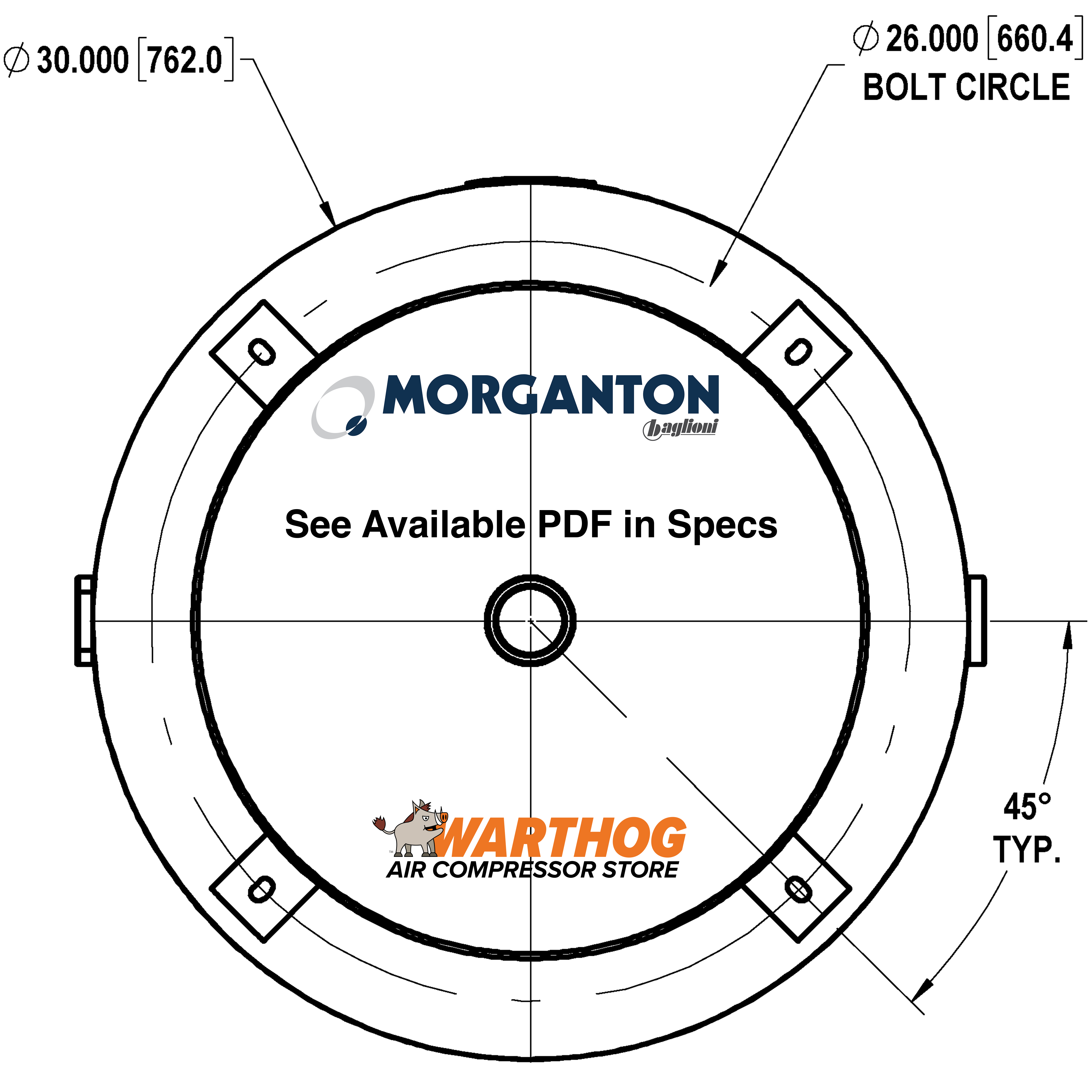 240 Gallon 200 PSI Vertical Air Tank with Base ring by Morganton | VES04795
