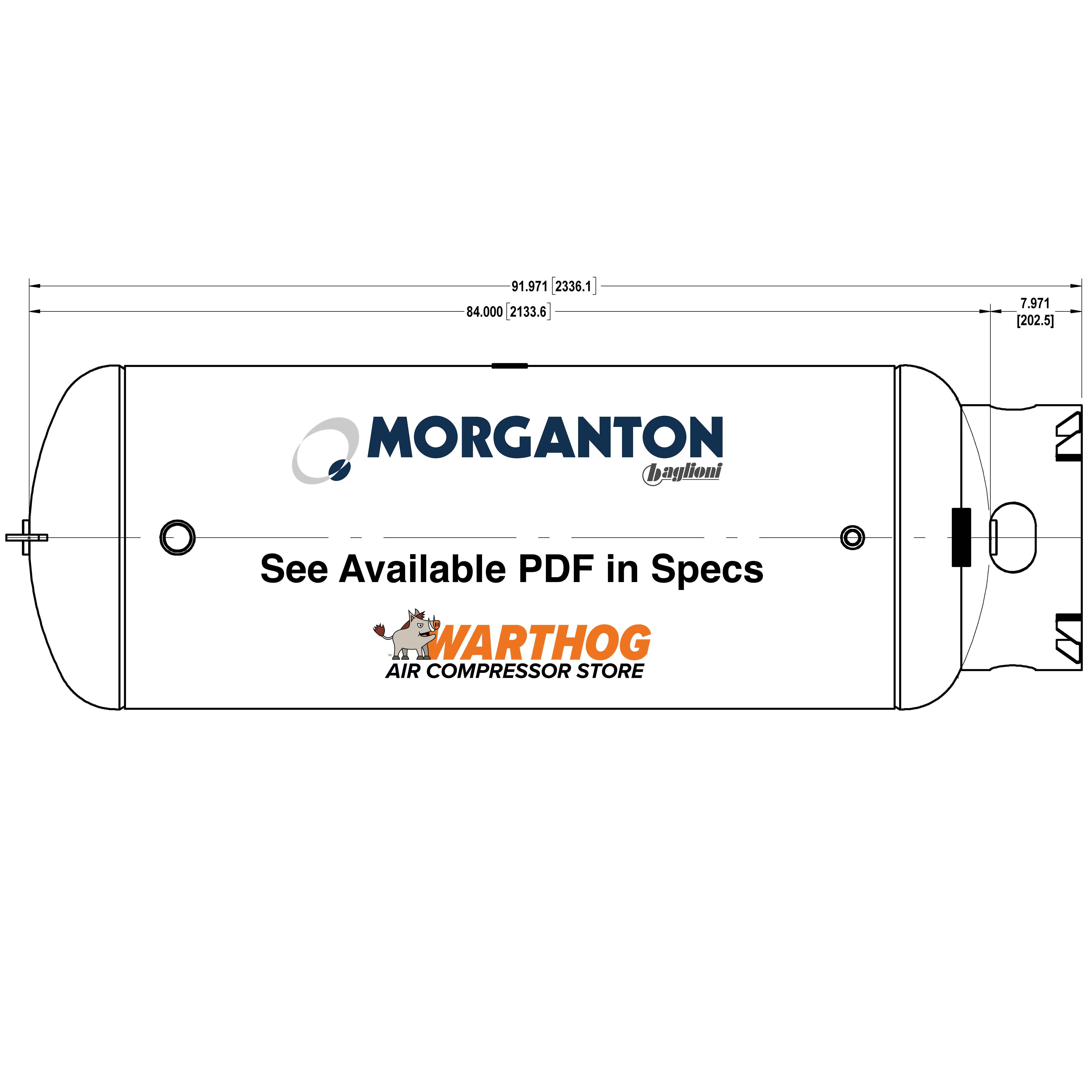 240 Gallon 200 PSI Vertical Air Tank with Base ring by Morganton | VES04795