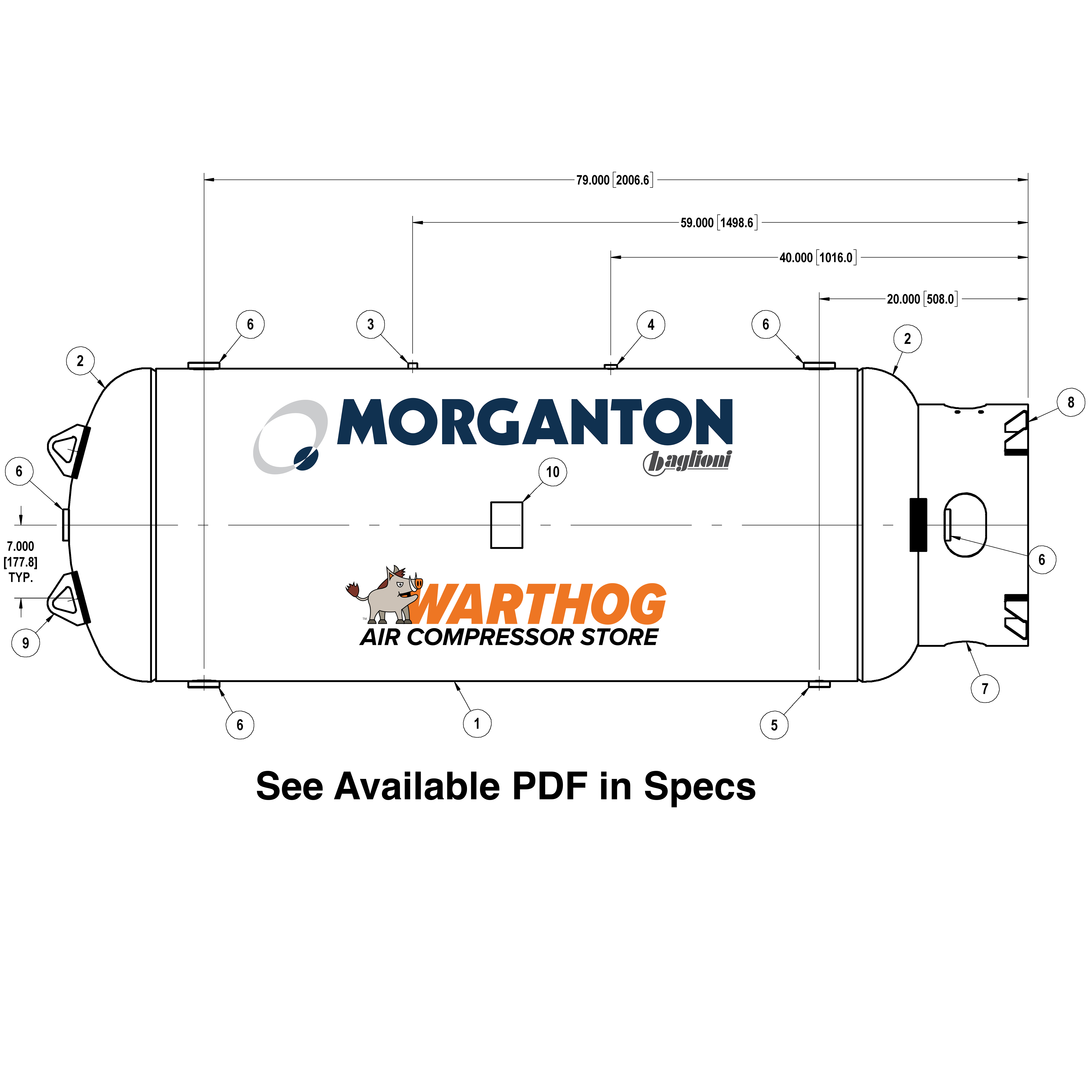 240 Gallon 200 PSI Vertical Air Tank with Base ring by Morganton | VES04795