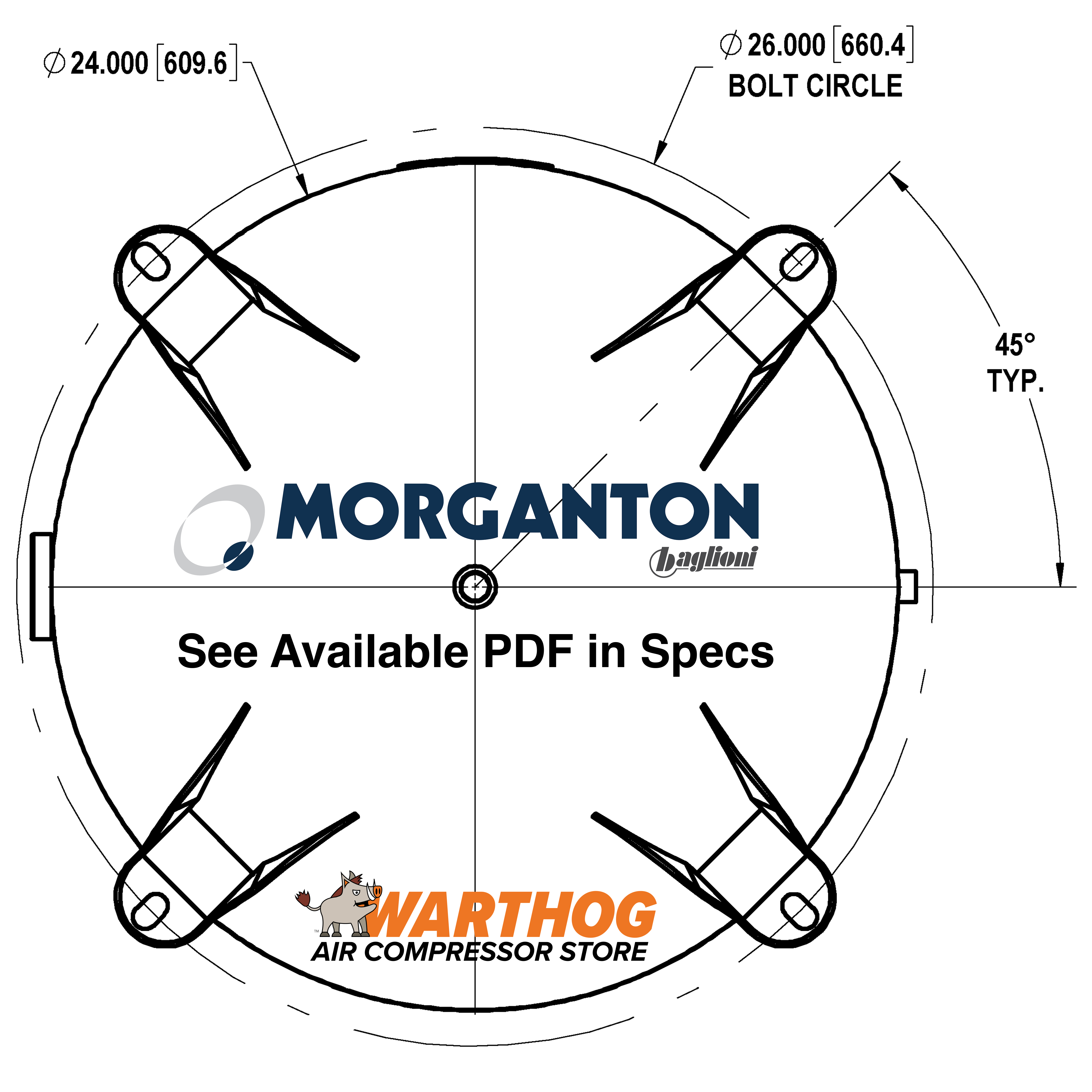80 Gallon 200 PSI Vertical Air Tank with Feet by Morganton | VES04862