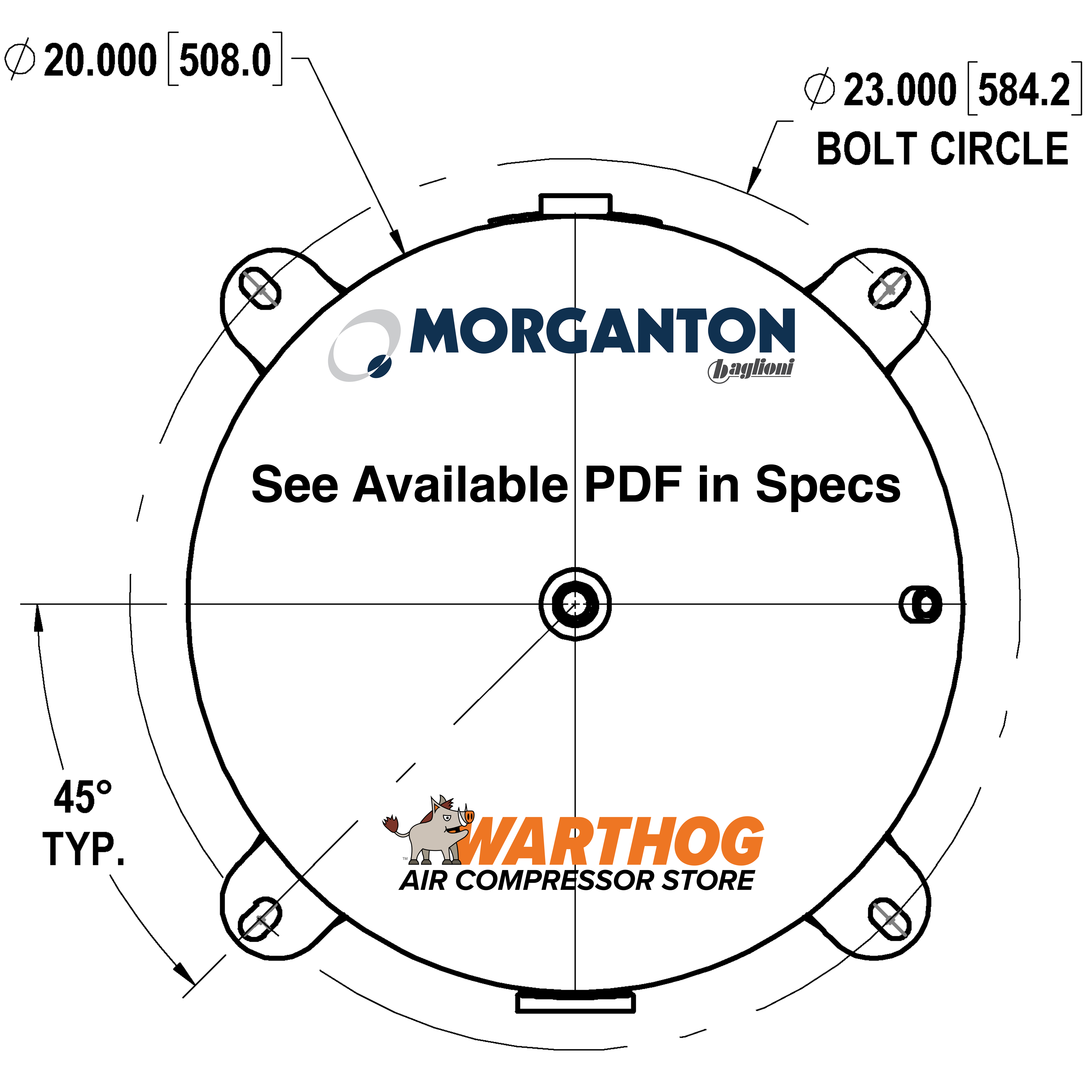 60 Gallon 200 PSI Vertical Air Tank with Feet by Morganton | VES04882