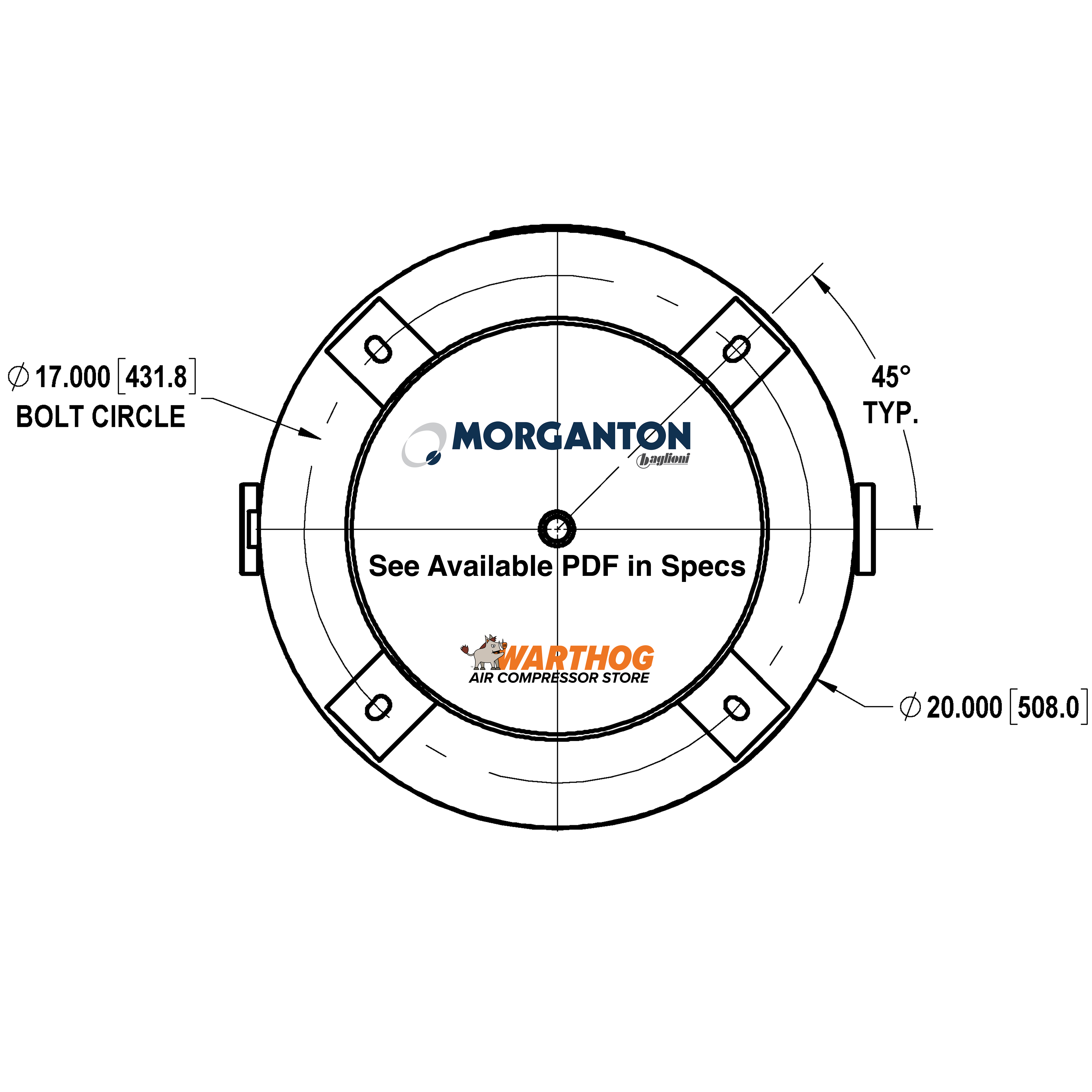 80 Gallon 200 PSI Vertical Air Tank with Base ring by Morganton | VES04883