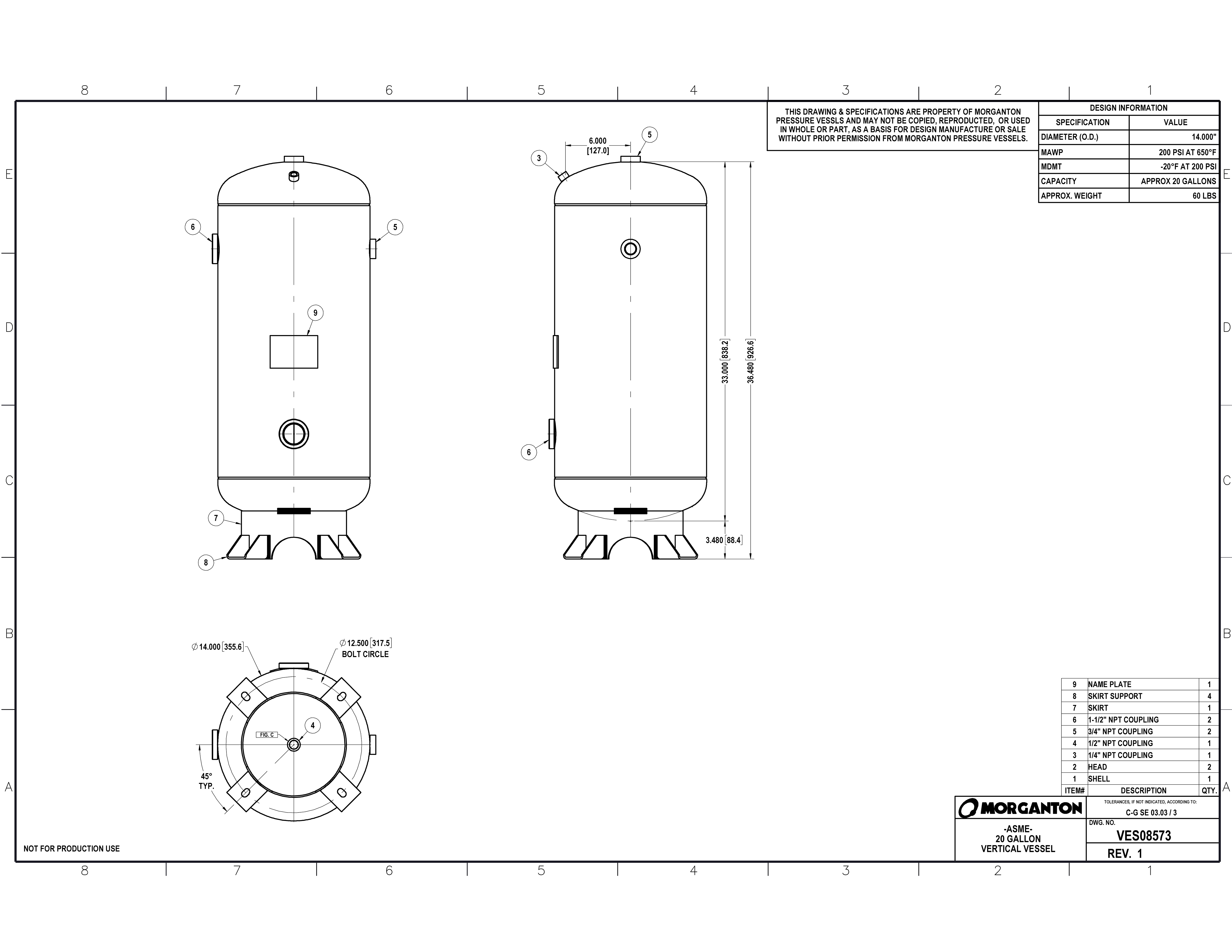 20 Gallon 200 PSI Vertical Air Tank with Feet by Morganton | VES08573