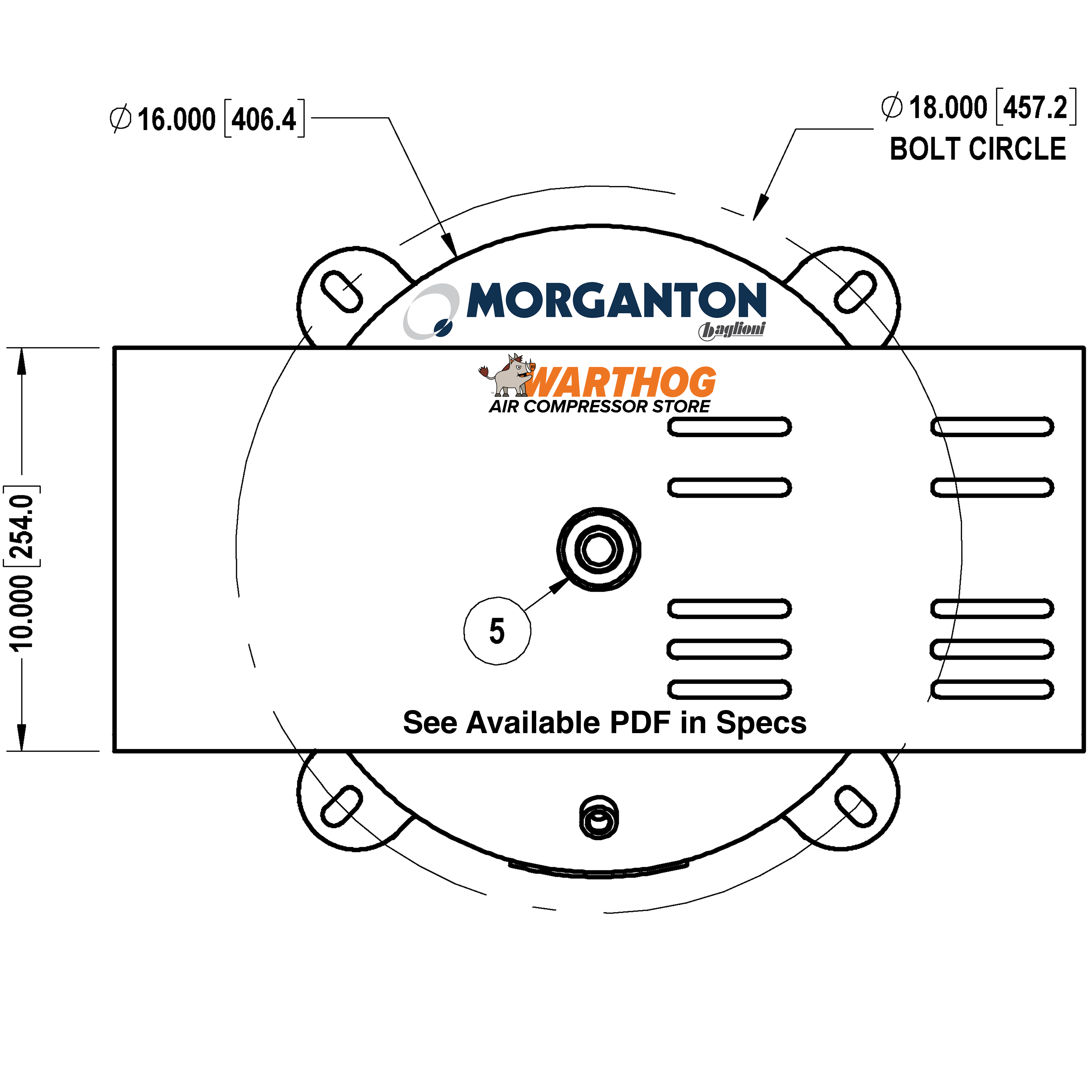 30 Gallon 200 PSI Vertical Air Tank with Feet+Top plate by Morganton | VES09121