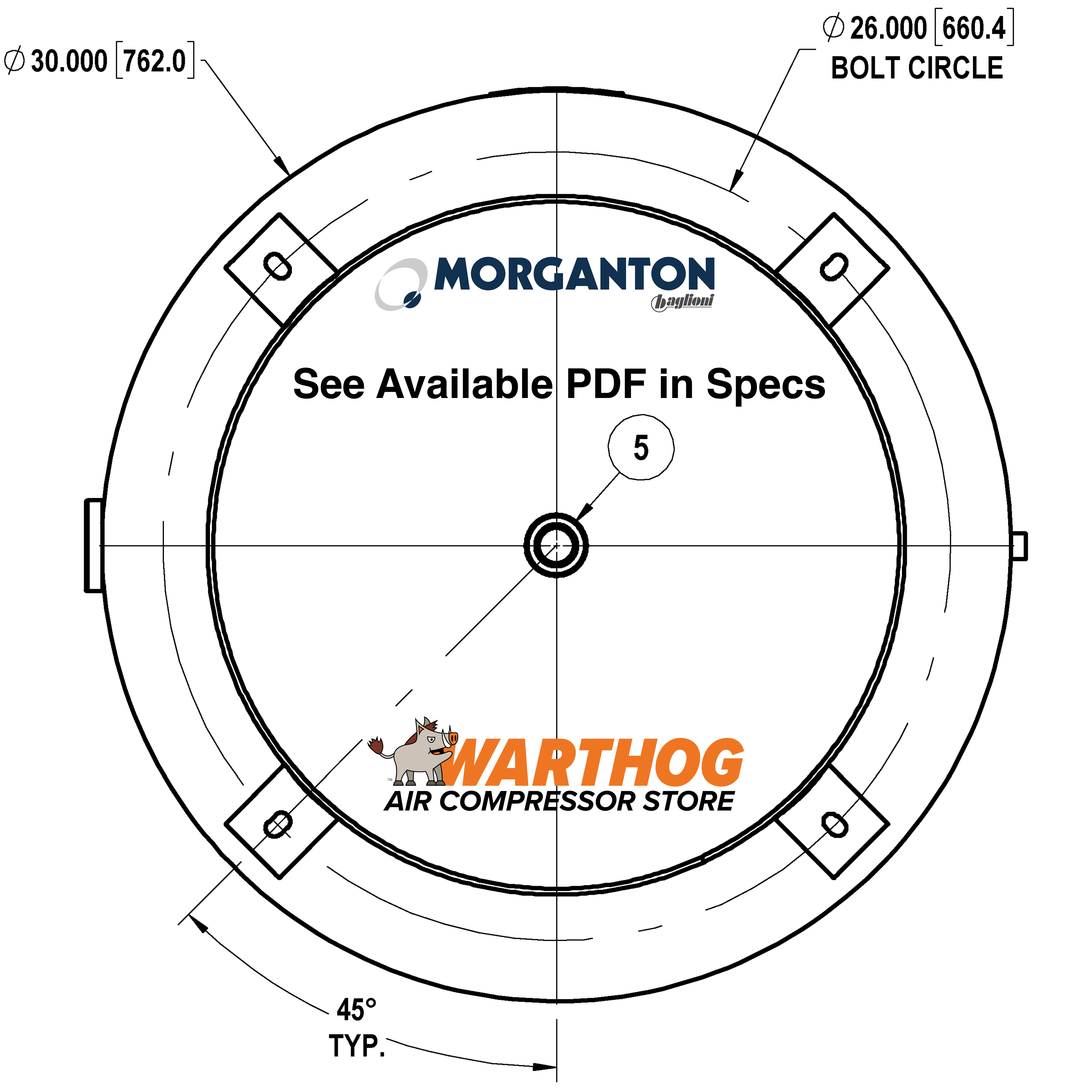 120 Gallon 200 PSI Vertical Air Tank with Base ring by Morganton | VES09279