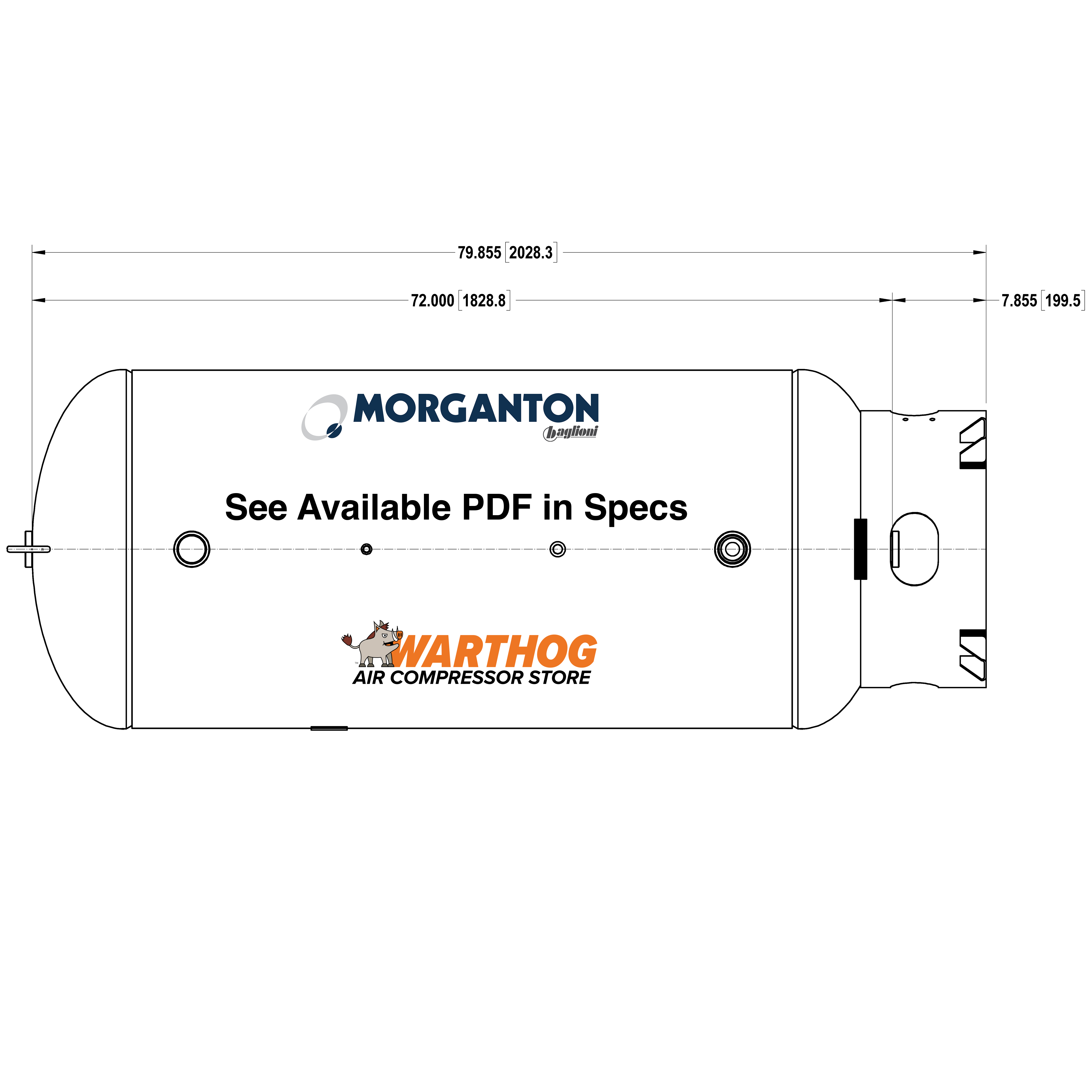 200 Gallon 200 PSI Vertical Air Tank with Base ring by Morganton | VES09298